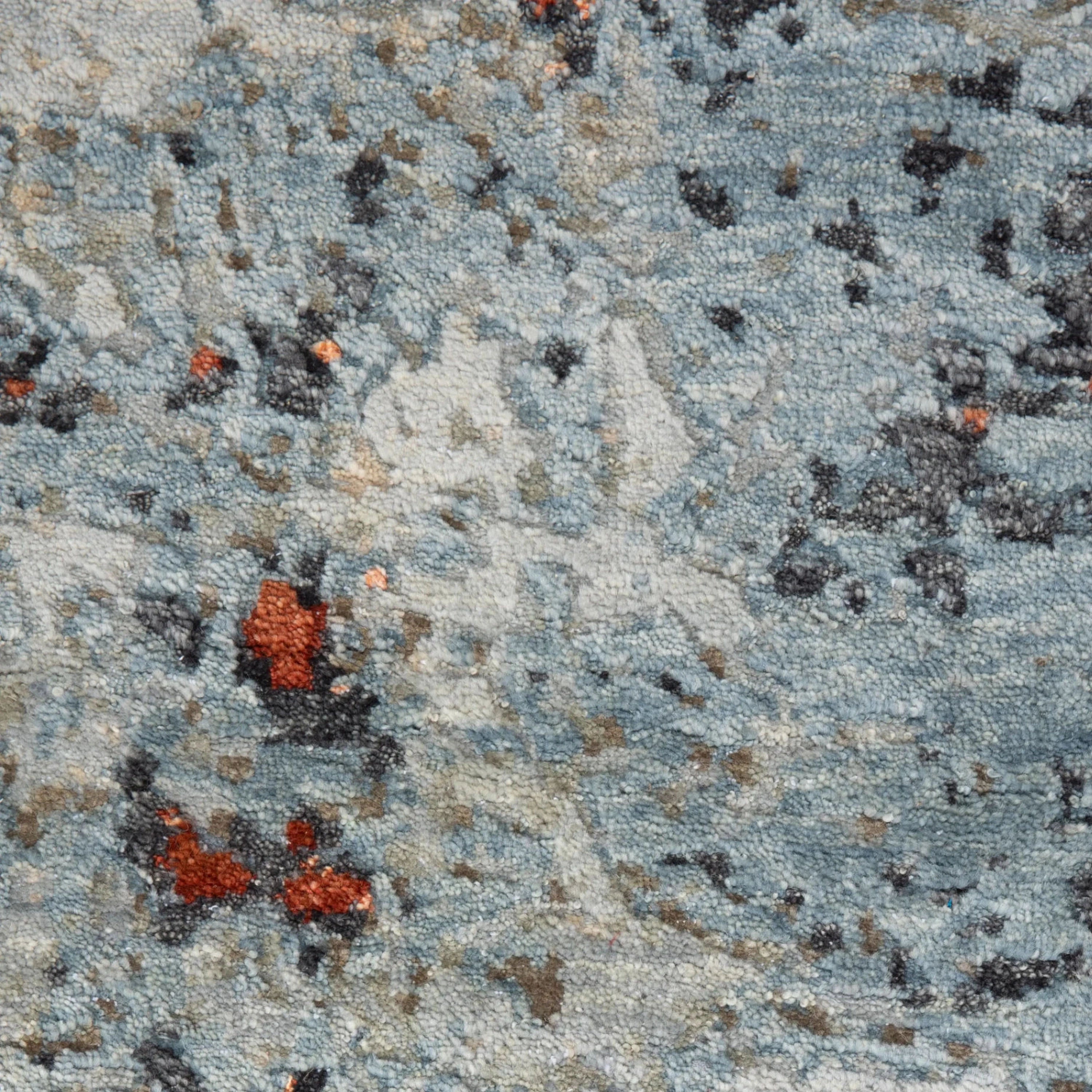Blau Orange Contemporary Indo Ikat Teppich aus Wolle und Kunstseide - 9'1' x 12'3'