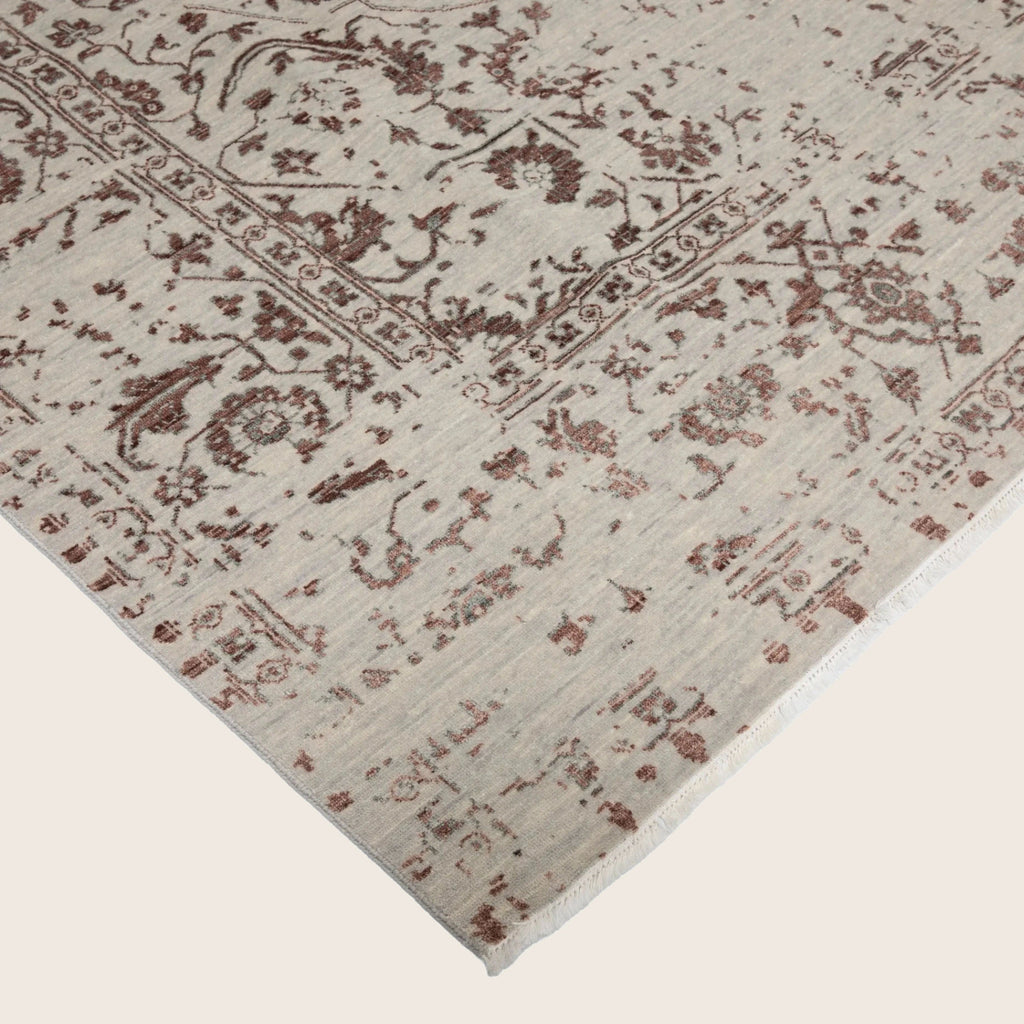 Beige Traditioneller Indo Ikat Teppich aus Wolle und Kunstseide - 9'1' x 12'4''