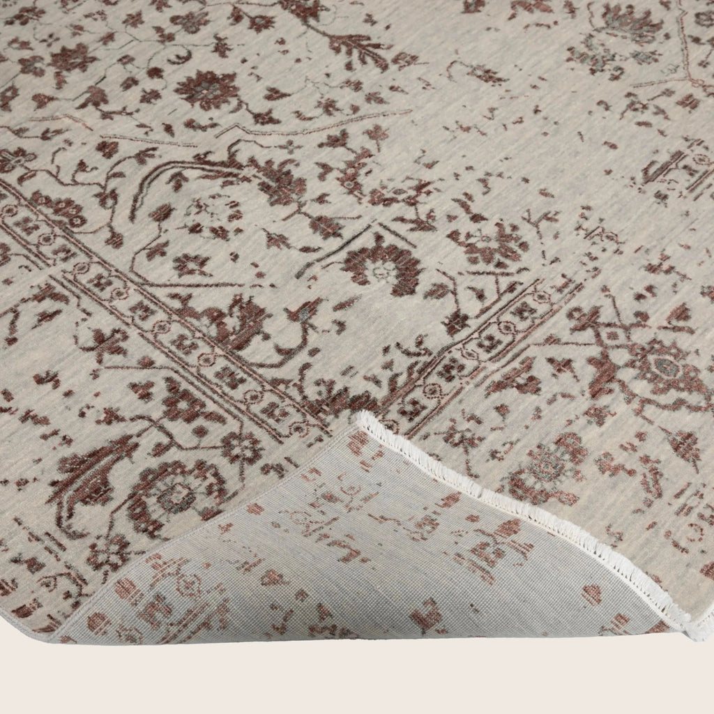 Beige Traditioneller Indo Ikat Teppich aus Wolle und Kunstseide - 9'1' x 12'4''
