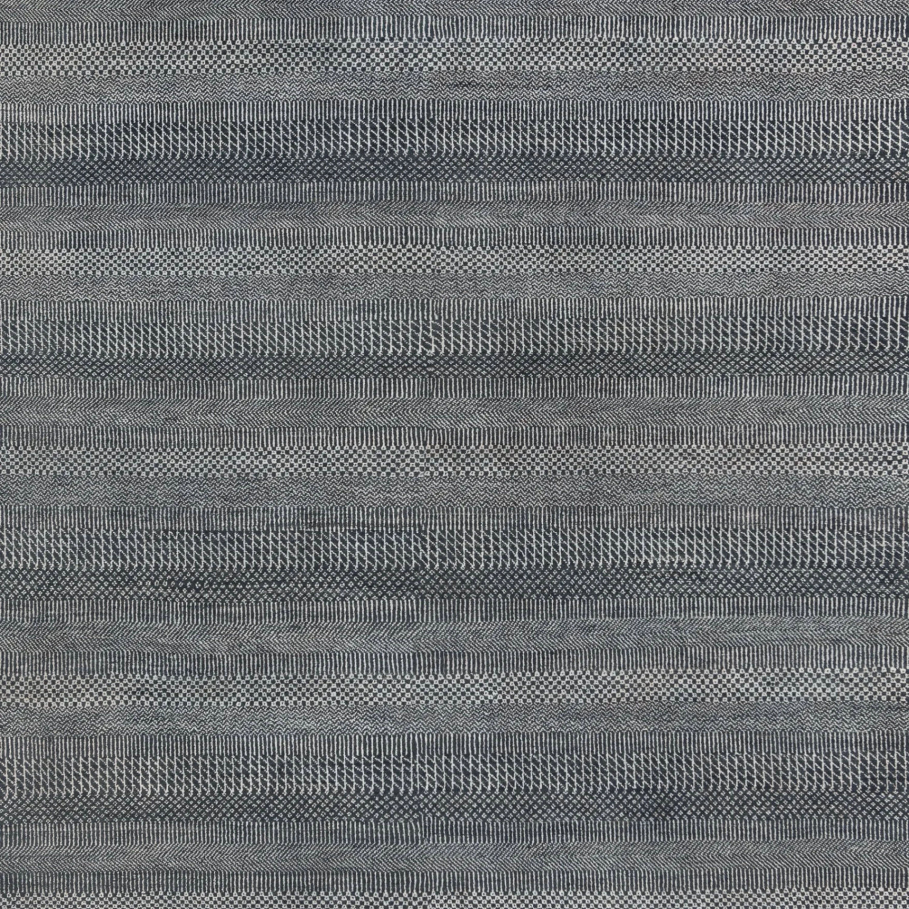 Dark Blau Textured Indo Savannah Teppich aus Wolle und Kunstseide - 6'2' x 9'