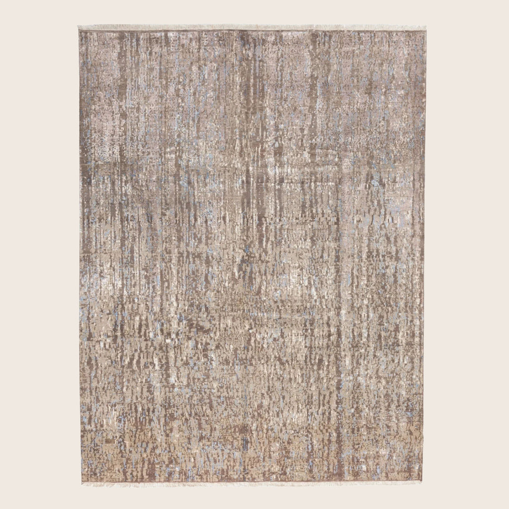 Braun texturierte Indo Ikat Teppich aus Wolle und Kunstseide - 8'2' x 10'2'