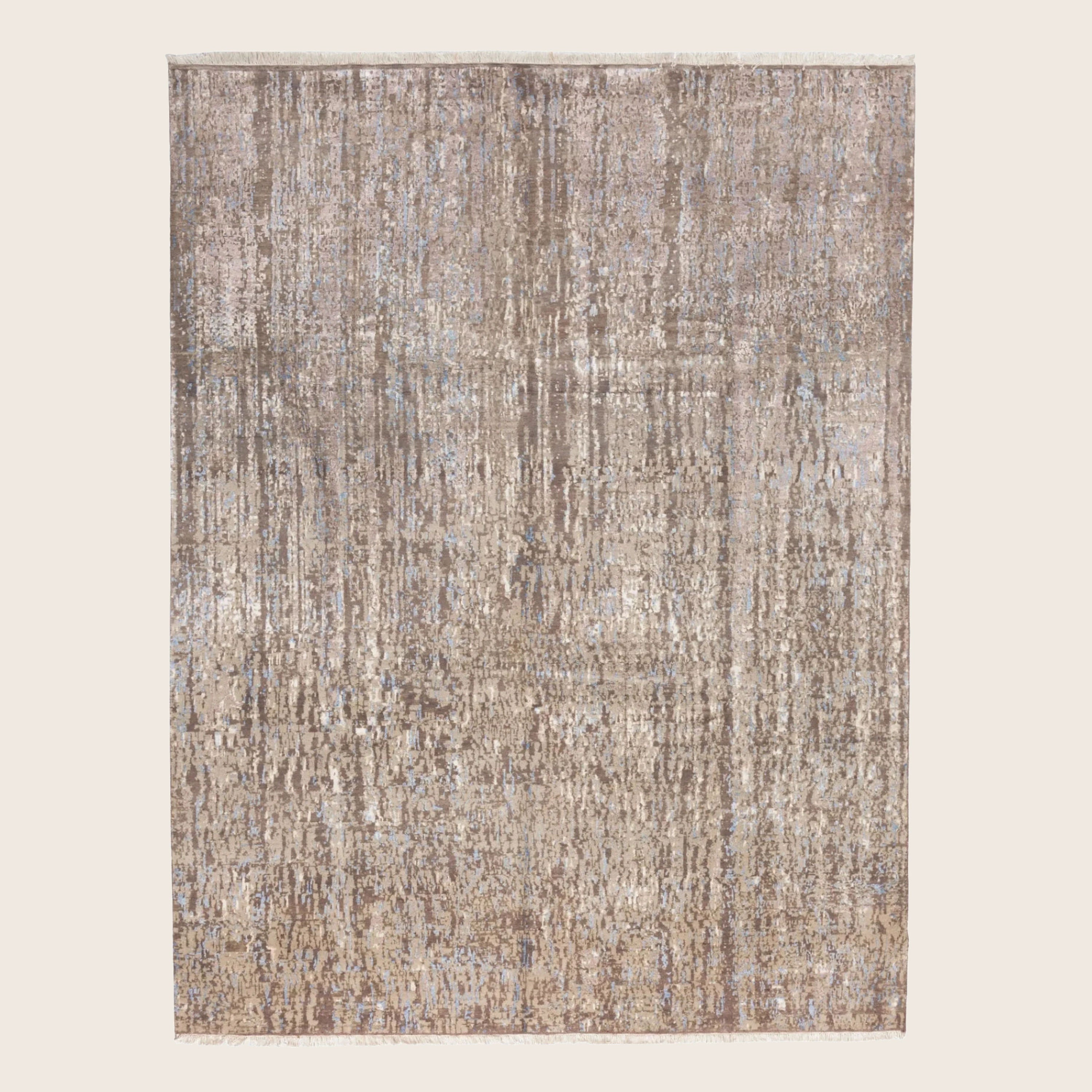 Braun texturierte Indo Ikat Teppich aus Wolle und Kunstseide - 8'2' x 10'2'