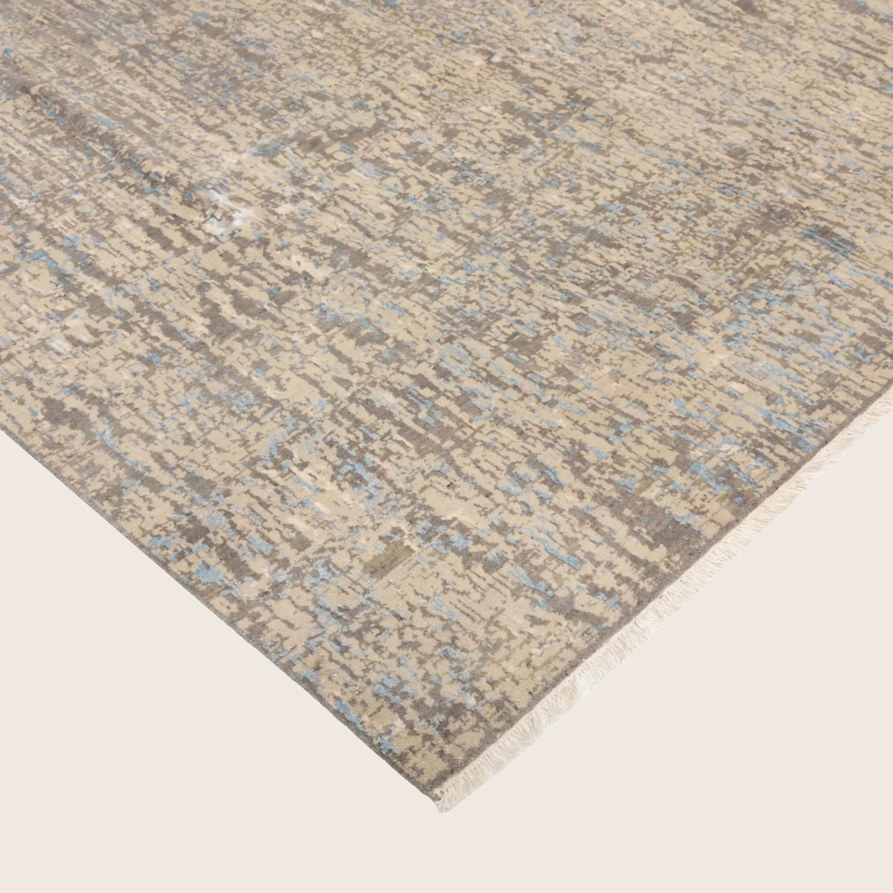 Braun texturierte Indo Ikat Teppich aus Wolle und Kunstseide - 8'2' x 10'2'