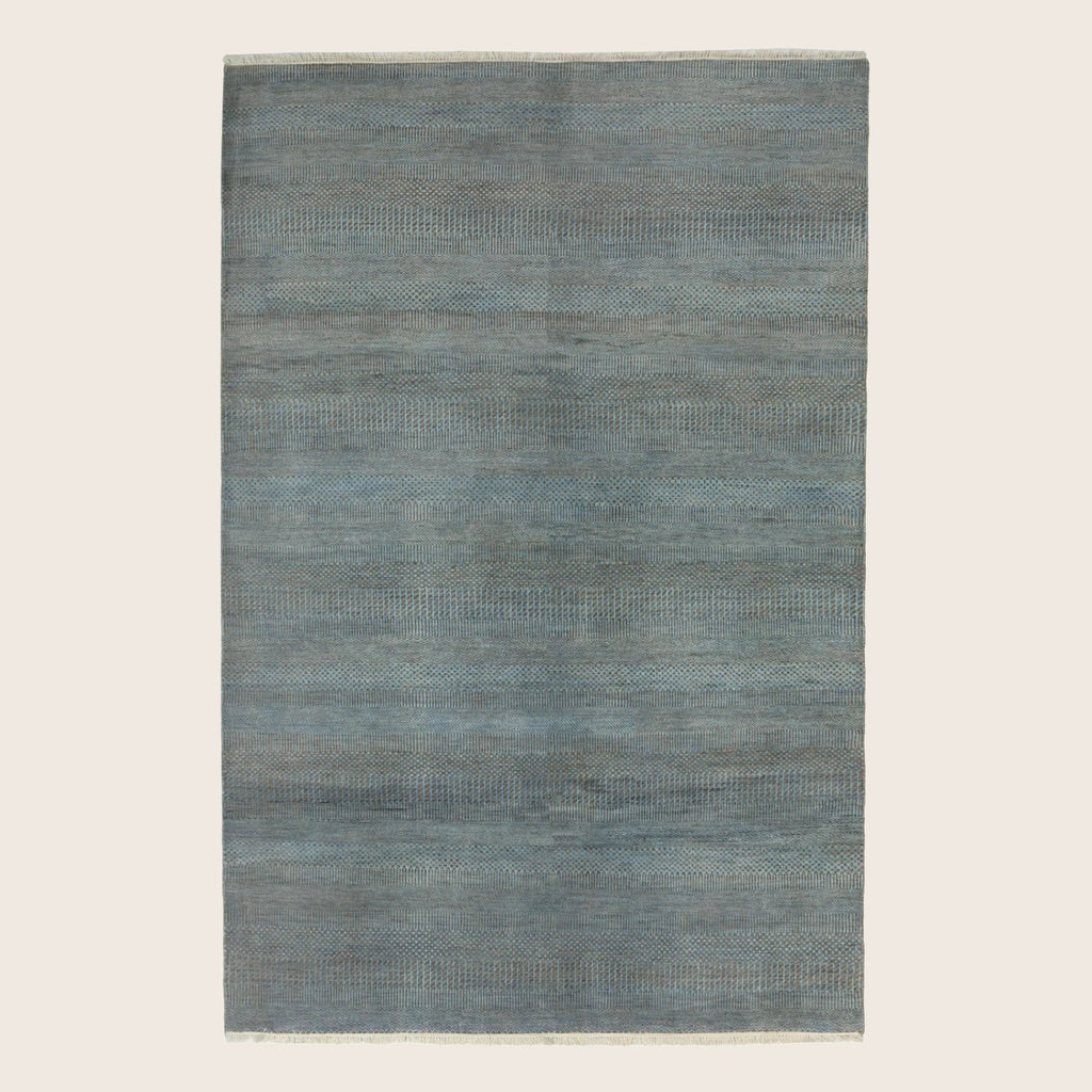 Blaue Übergangs Indo Savannah Wolle Seidenmischung Teppich - 6'1' x 9'2'