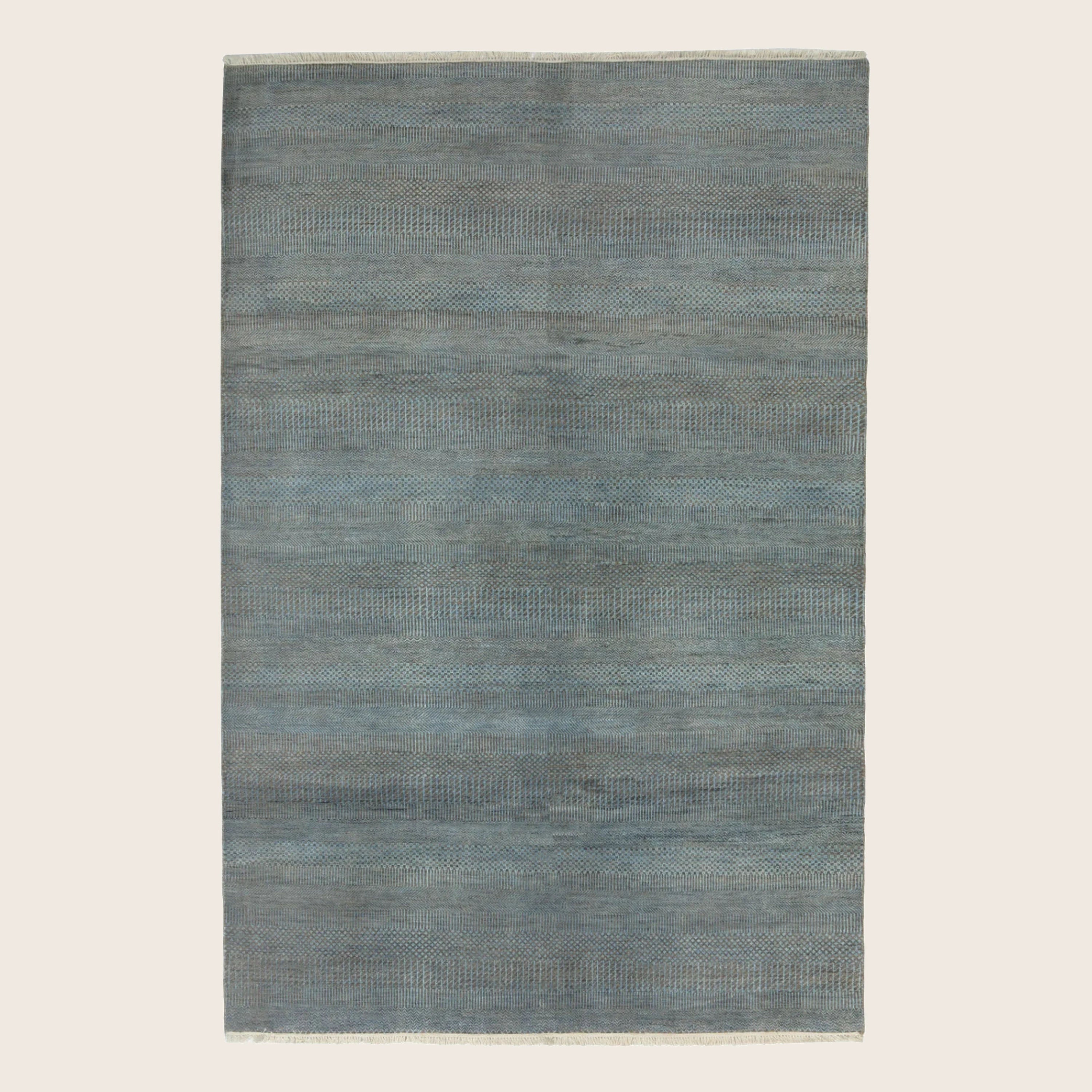 Blaue Übergangs Indo Savannah Wolle Seidenmischung Teppich - 6'1' x 9'2'