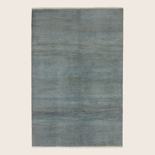Blaue Übergangs Indo Savannah Wolle Seidenmischung Teppich - 6'1' x 9'2'