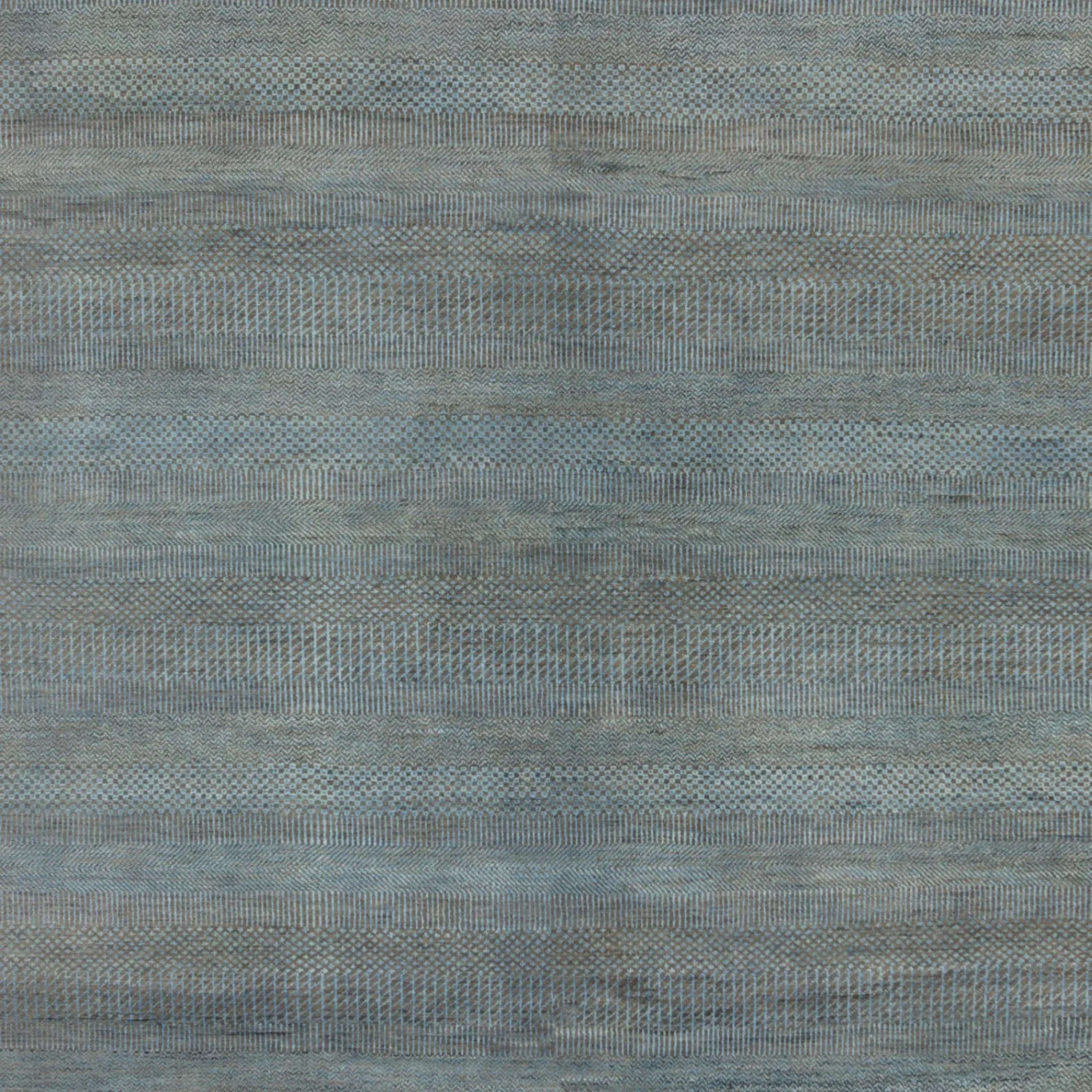 Blaue Übergangs Indo Savannah Wolle Seidenmischung Teppich - 6'1' x 9'2'