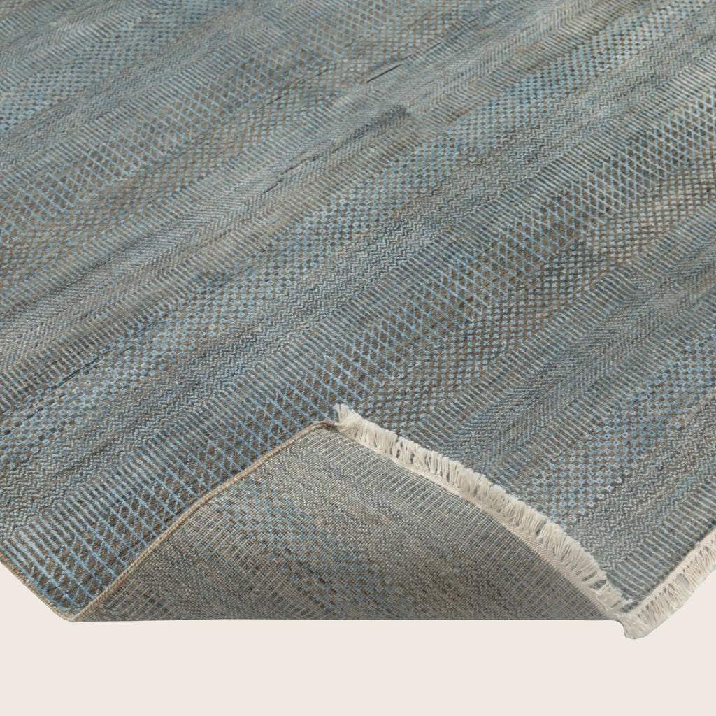 Blaue Übergangs Indo Savannah Wolle Seidenmischung Teppich - 6'1' x 9'2'