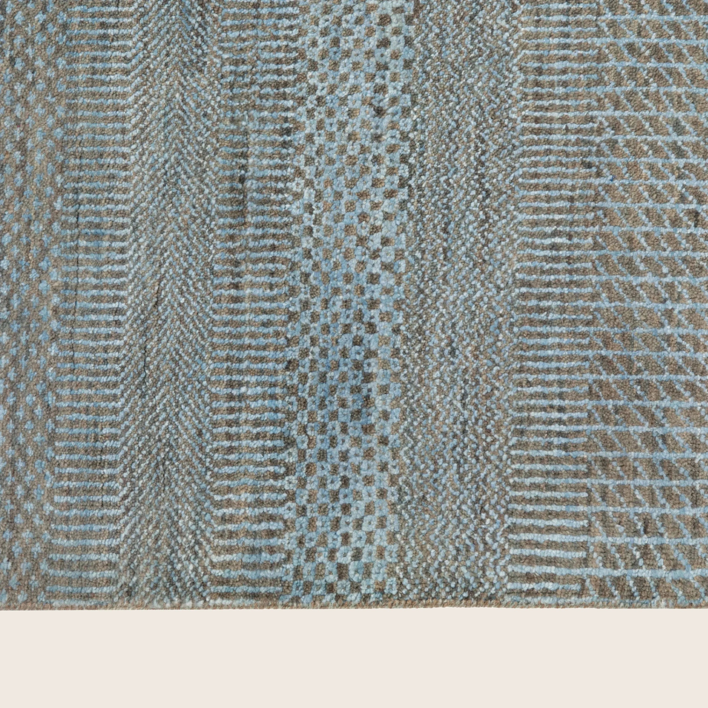 Blaue Übergangs Indo Savannah Wolle Seidenmischung Teppich - 6'1' x 9'2'