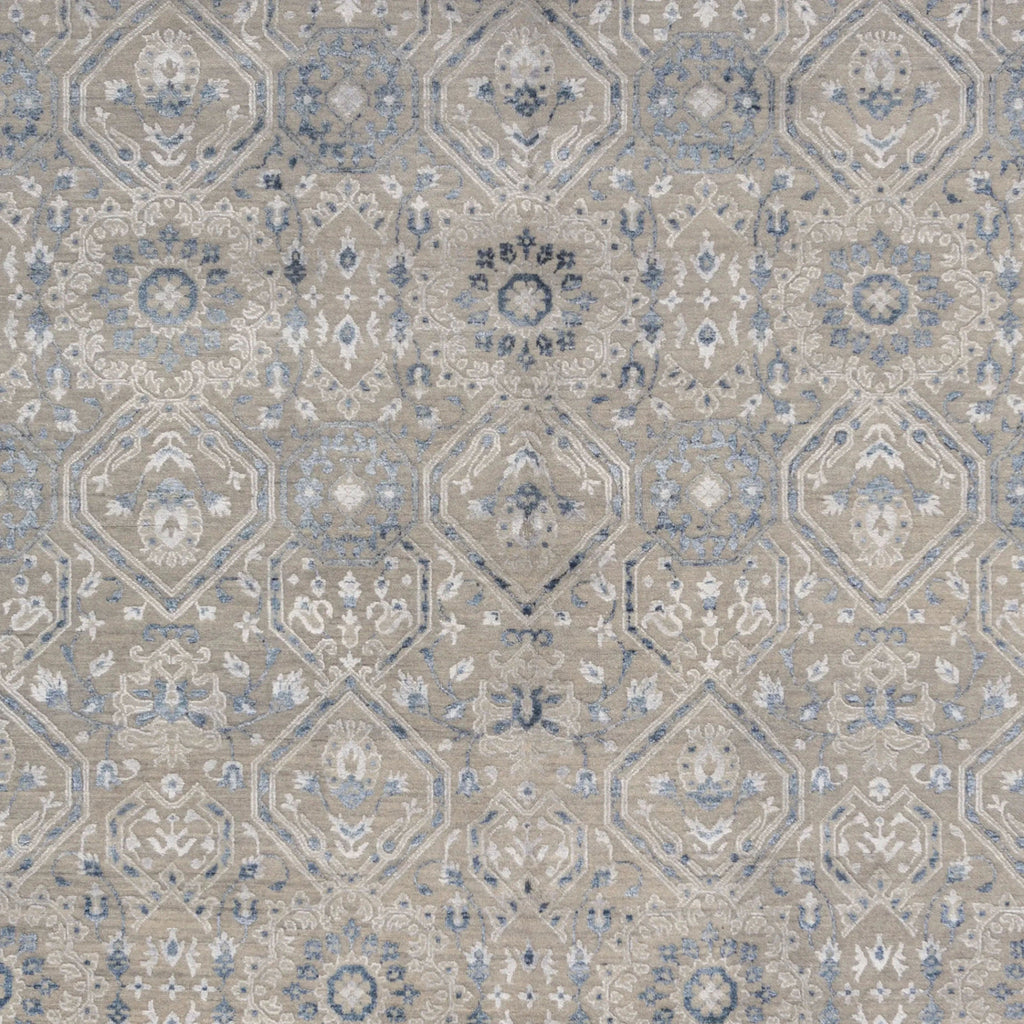 Silber Übergangs Indo Ikat Teppich aus Wolle und Kunstseide - 6'1' x 9'1'