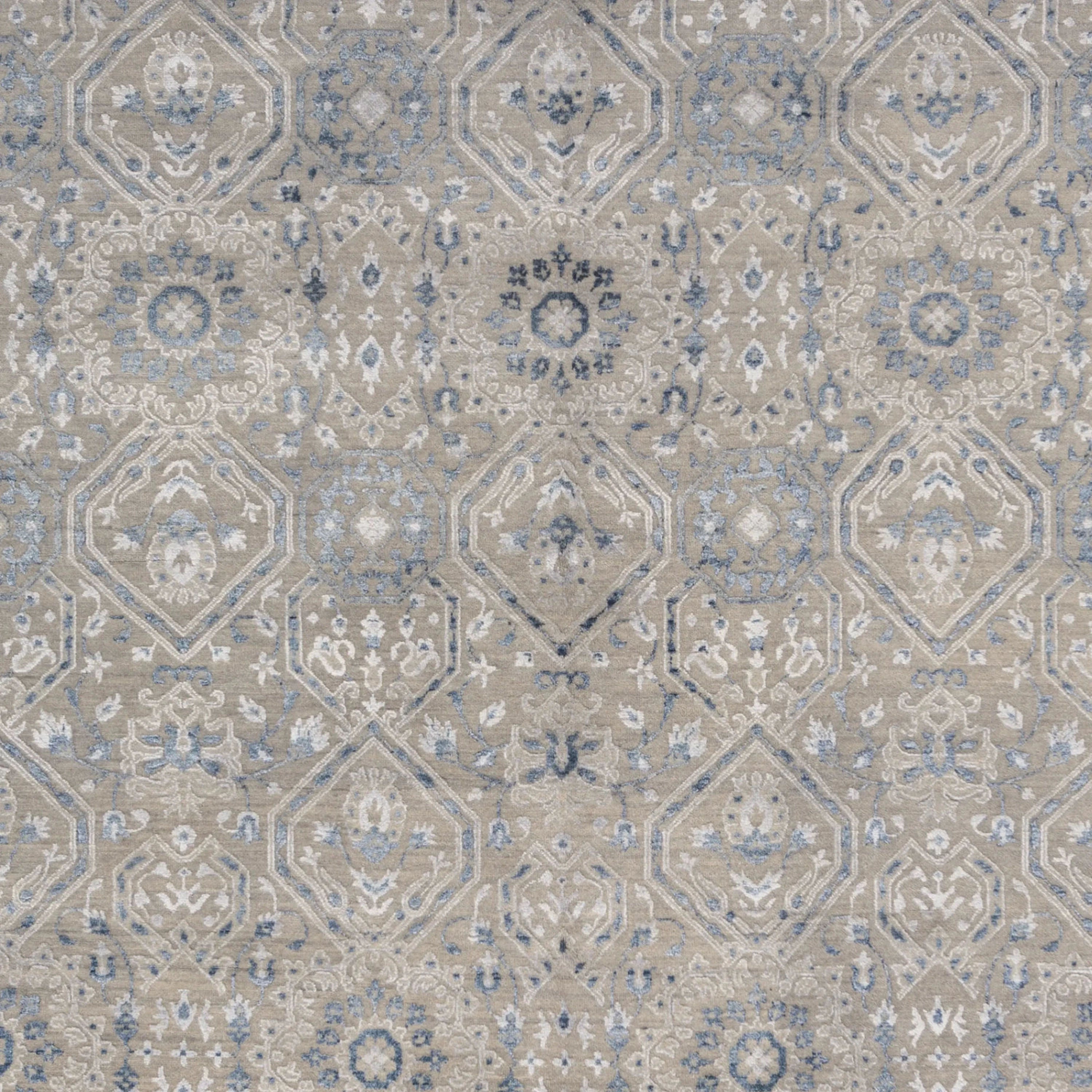 Silber Übergangs Indo Ikat Teppich aus Wolle und Kunstseide - 6'1' x 9'1'