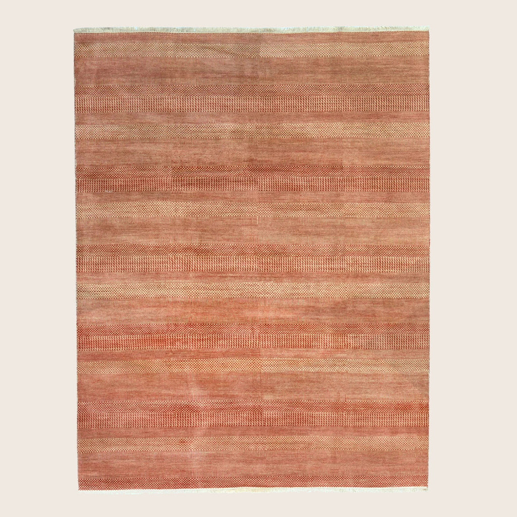 Rust Texturierte Indo Savannah Wolle Seidenmischung Teppich - 8'2' x 10'3'