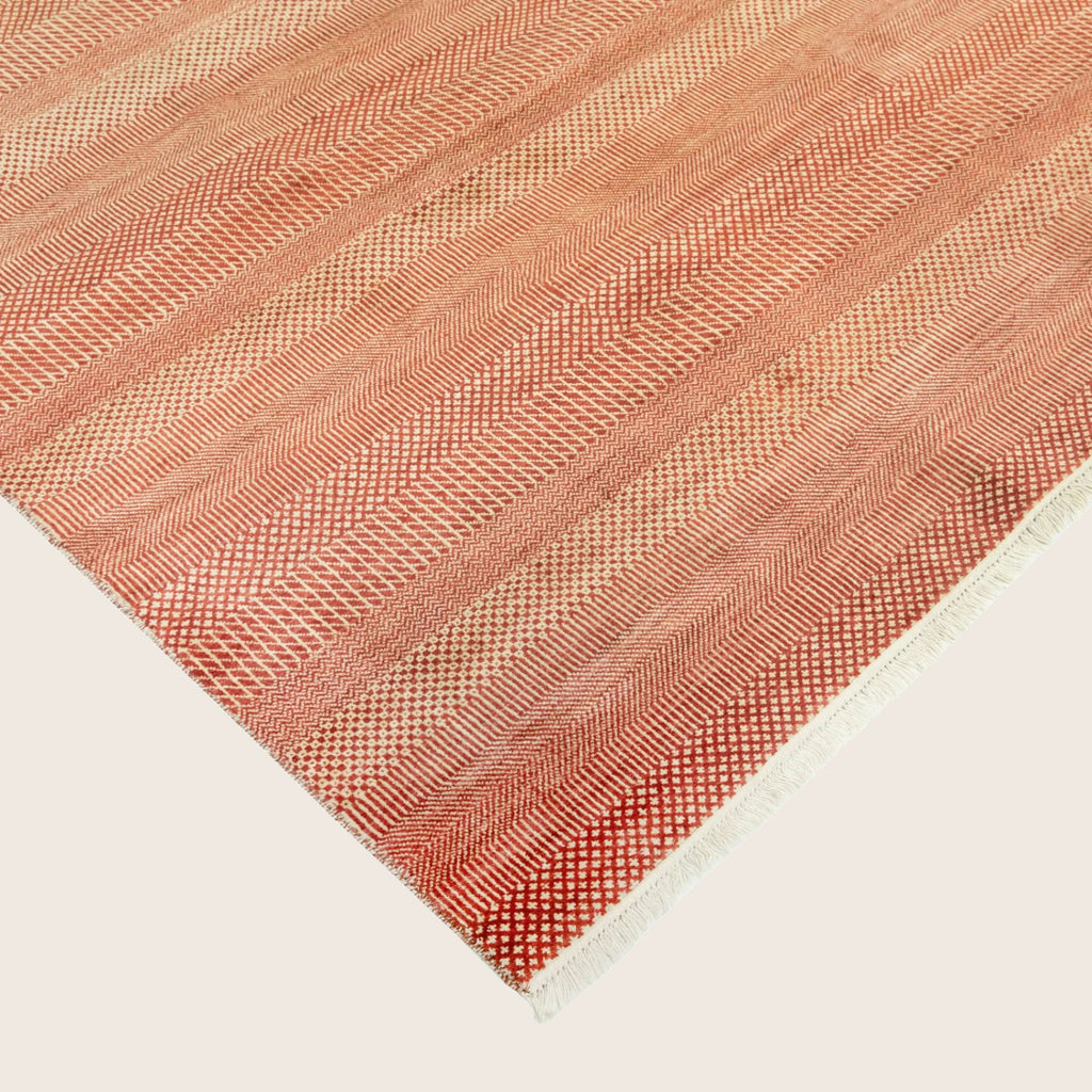 Rust Texturierte Indo Savannah Wolle Seidenmischung Teppich - 8'2' x 10'3'
