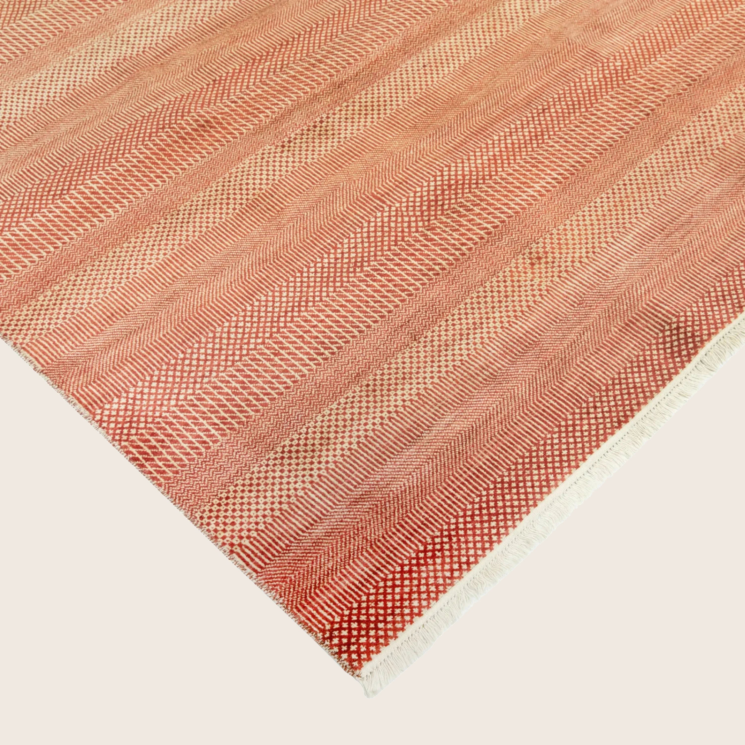 Rust Texturierte Indo Savannah Wolle Seidenmischung Teppich - 8'2' x 10'3'
