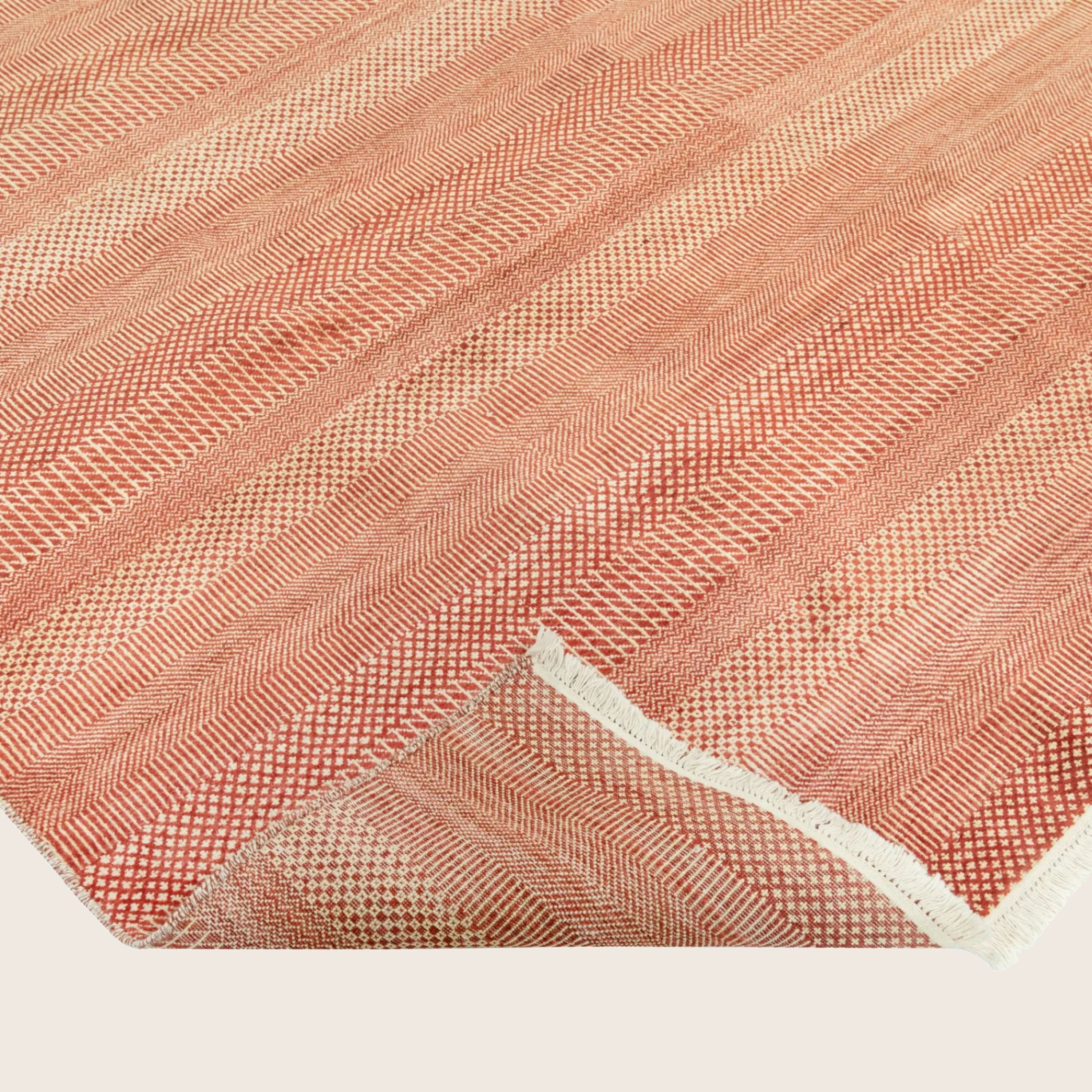 Rust Texturierte Indo Savannah Wolle Seidenmischung Teppich - 8'2' x 10'3'