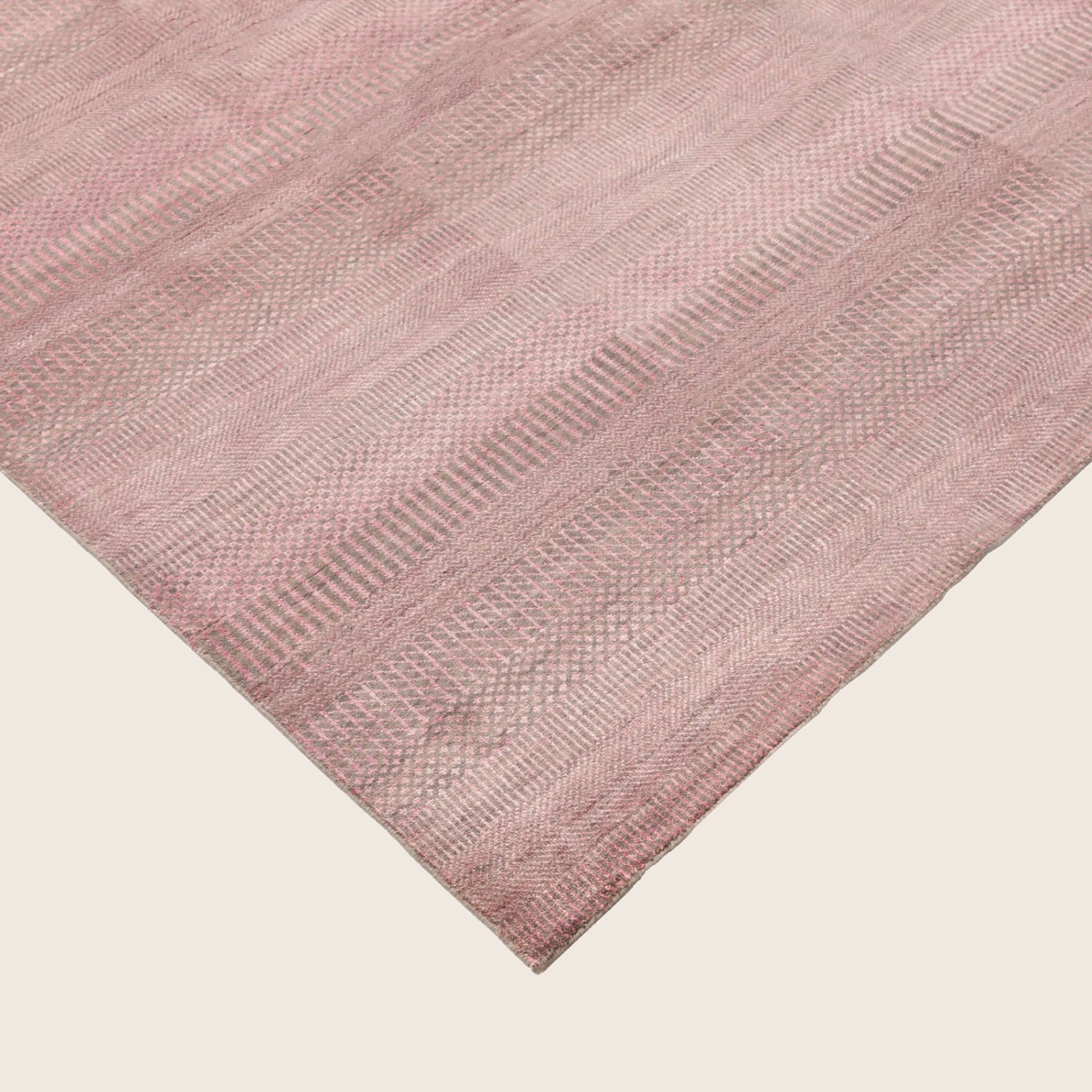 Rosa Übergangs Indo Savannah Teppich aus Wolle und Kunstseide - 8'1' x 10'3'
