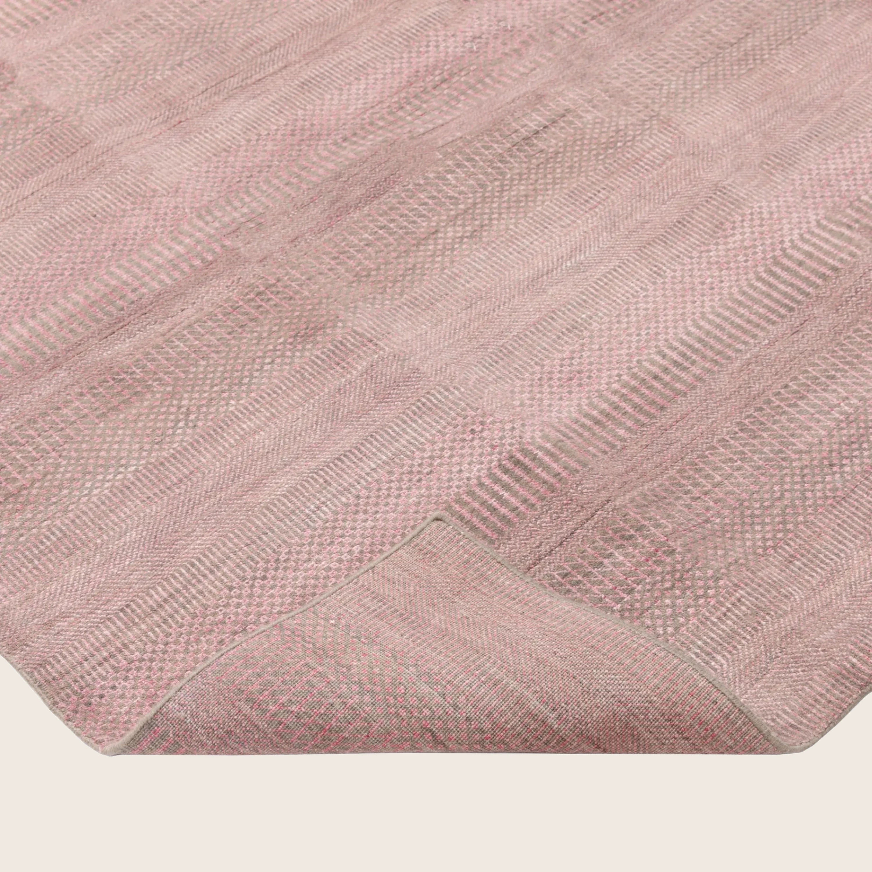Rosa Übergangs Indo Savannah Teppich aus Wolle und Kunstseide - 8'1' x 10'3'