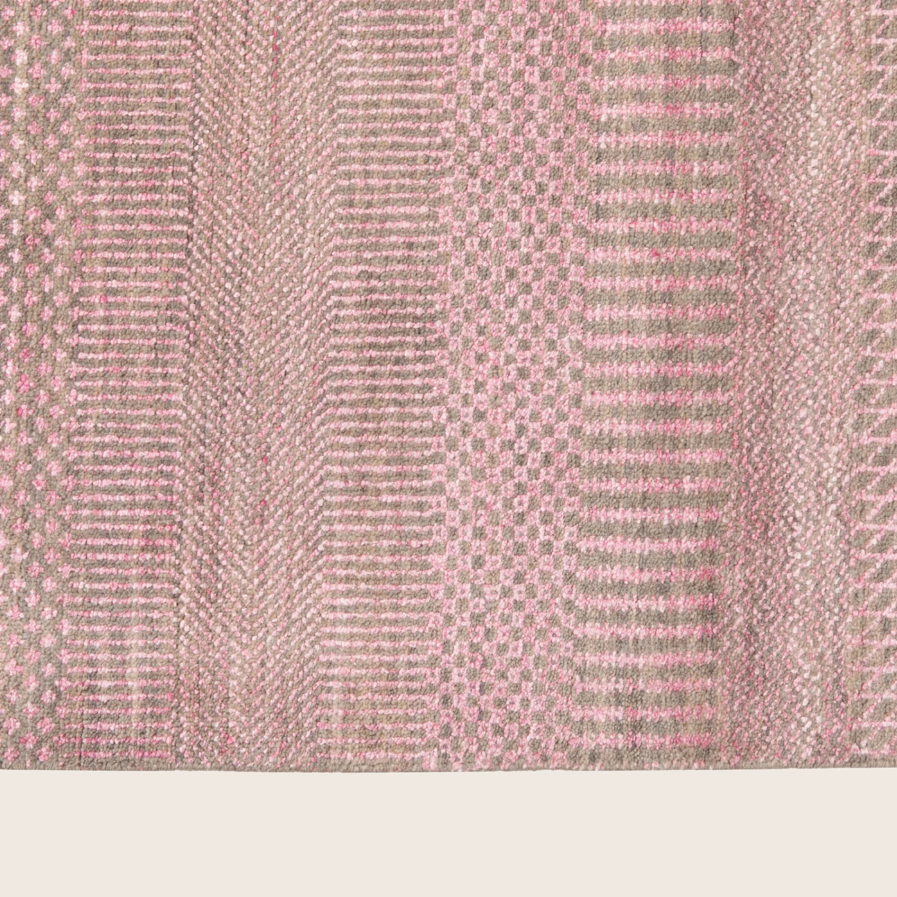 Rosa Übergangs Indo Savannah Teppich aus Wolle und Kunstseide - 8'1' x 10'3'
