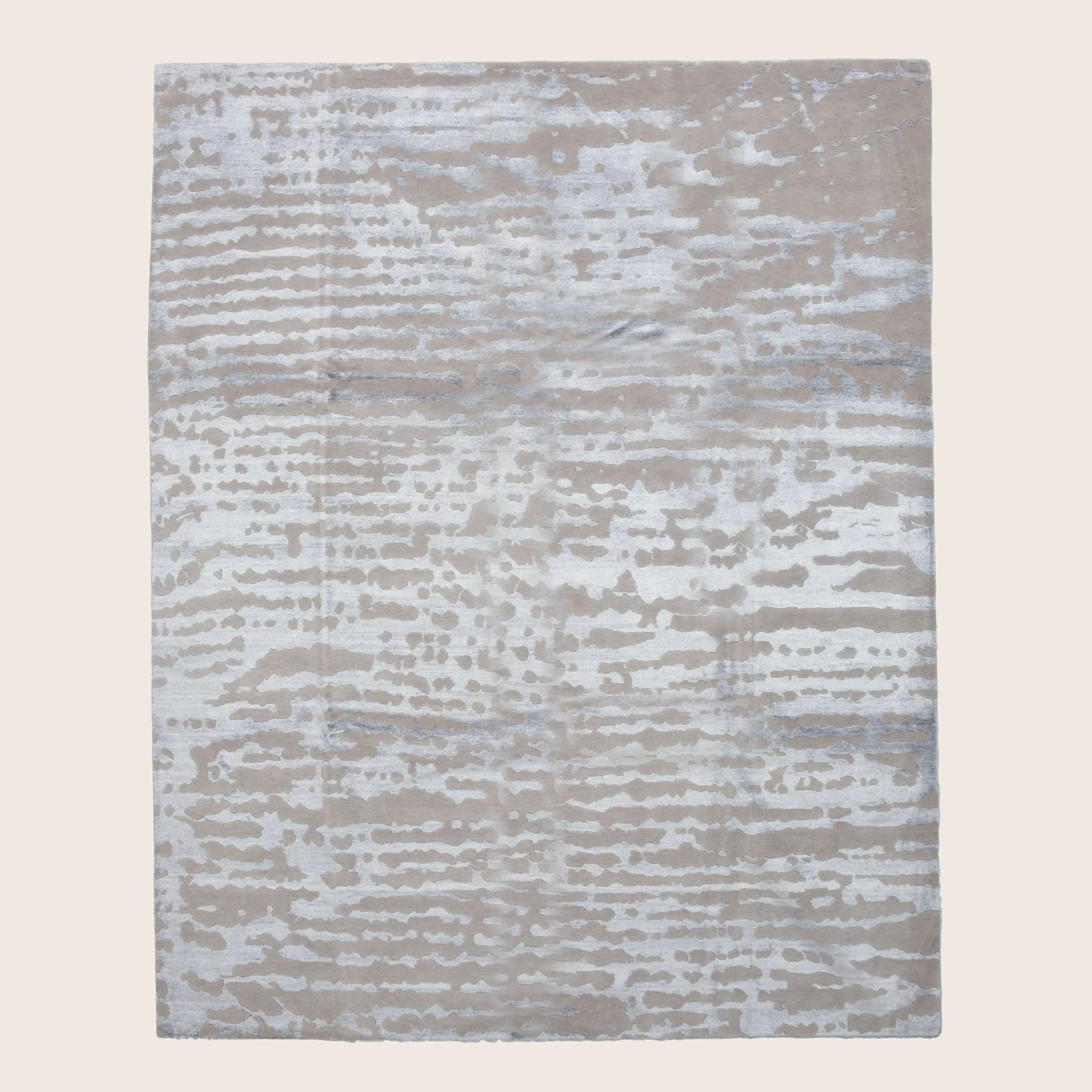 Blaues Silber Texturierte Indo Ikat Teppich aus Wolle und Kunstseide - 8'1' x 10'2'