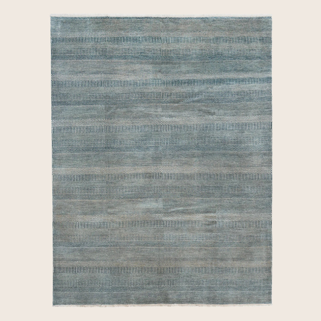 Blaue Übergangs Indo Savannah Wolle Seidenmischung Teppich - 8' x 10'2'