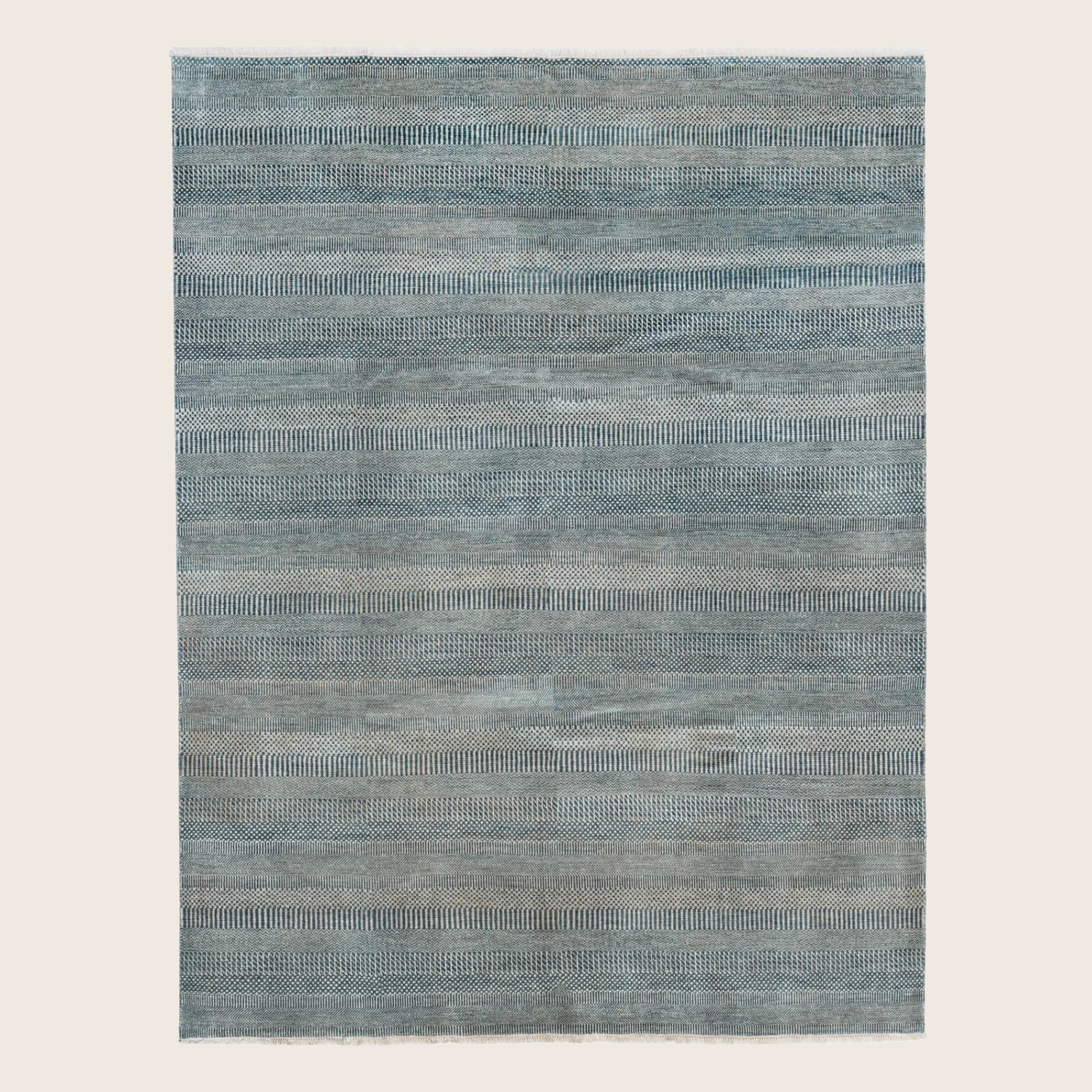 Blaue Übergangs Indo Savannah Wolle Seidenmischung Teppich - 8' x 10'2'