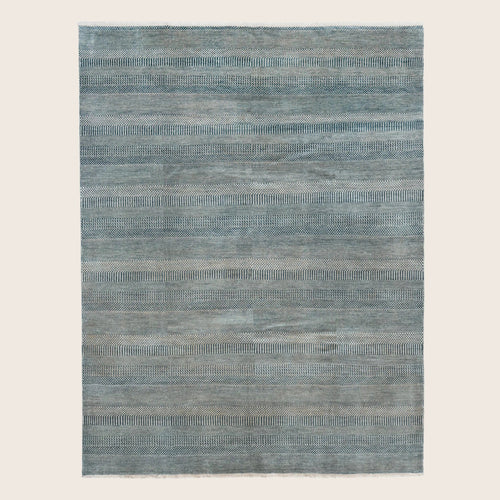 Blaue Übergangs Indo Savannah Wolle Seidenmischung Teppich - 8' x 10'2'