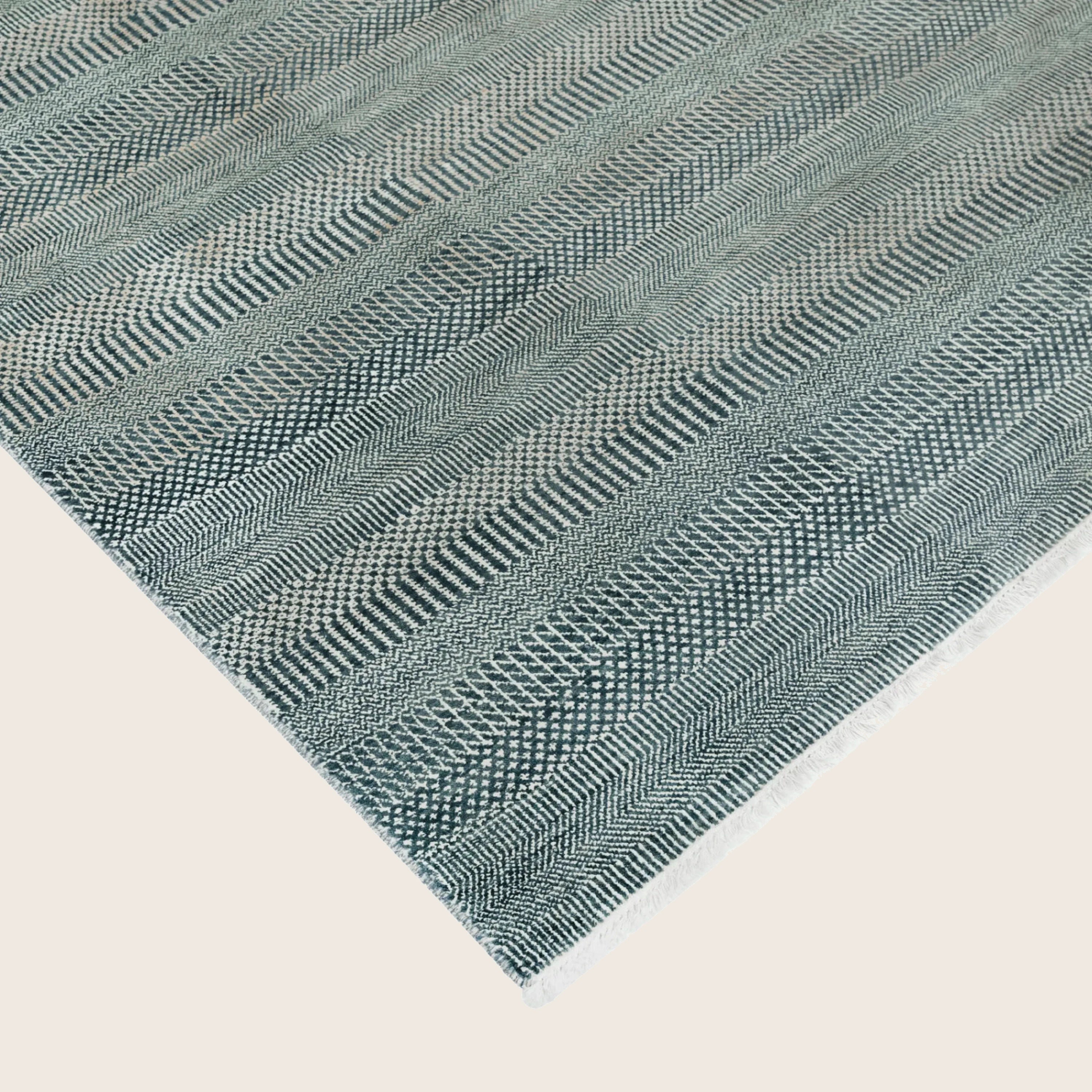 Blaue Übergangs Indo Savannah Wolle Seidenmischung Teppich - 8' x 10'2'