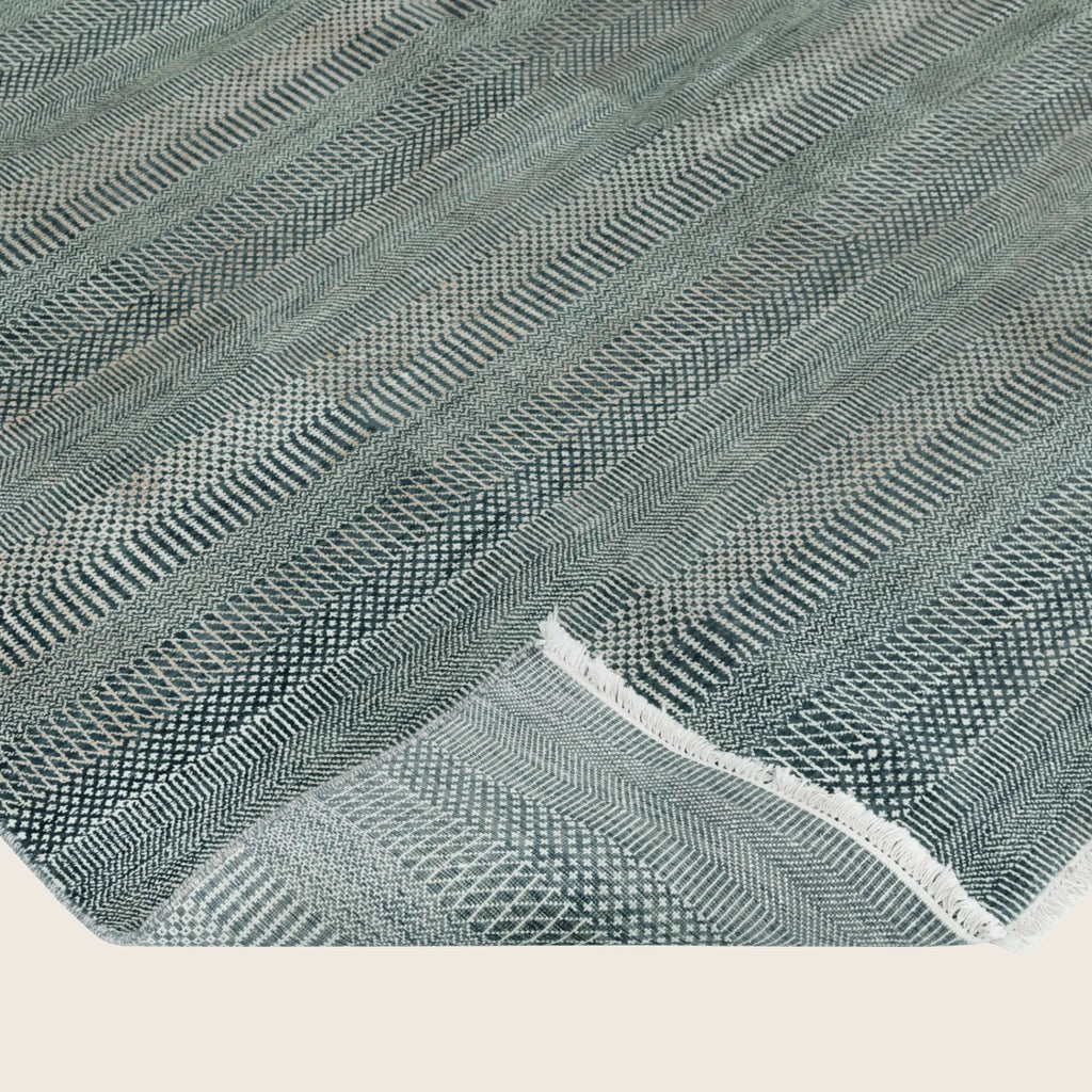 Blaue Übergangs Indo Savannah Wolle Seidenmischung Teppich - 8' x 10'2'