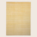 Gelbe Texturierte Indo Savannah Wolle Seidenmischung Teppich - 9'2' x 12'1'