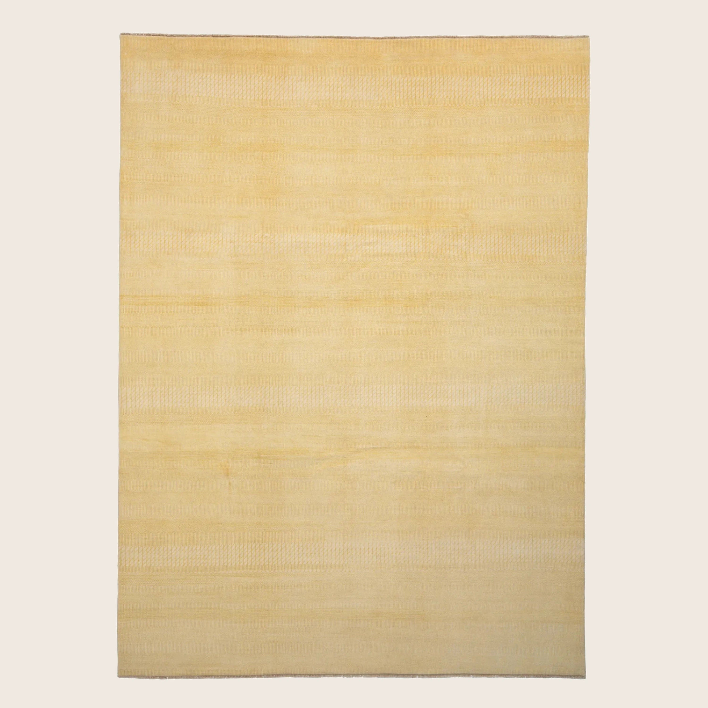 Gelbe Texturierte Indo Savannah Wolle Seidenmischung Teppich - 9'2' x 12'1'