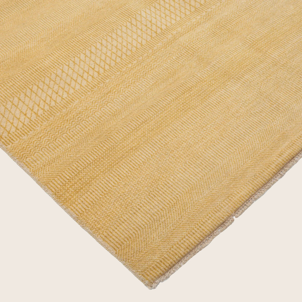 Gelbe Texturierte Indo Savannah Wolle Seidenmischung Teppich - 9'2' x 12'1'