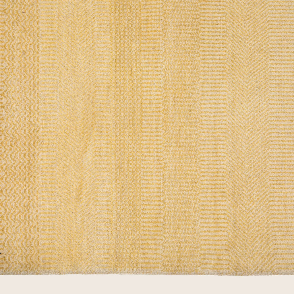 Gelbe Texturierte Indo Savannah Wolle Seidenmischung Teppich - 9'2' x 12'1'