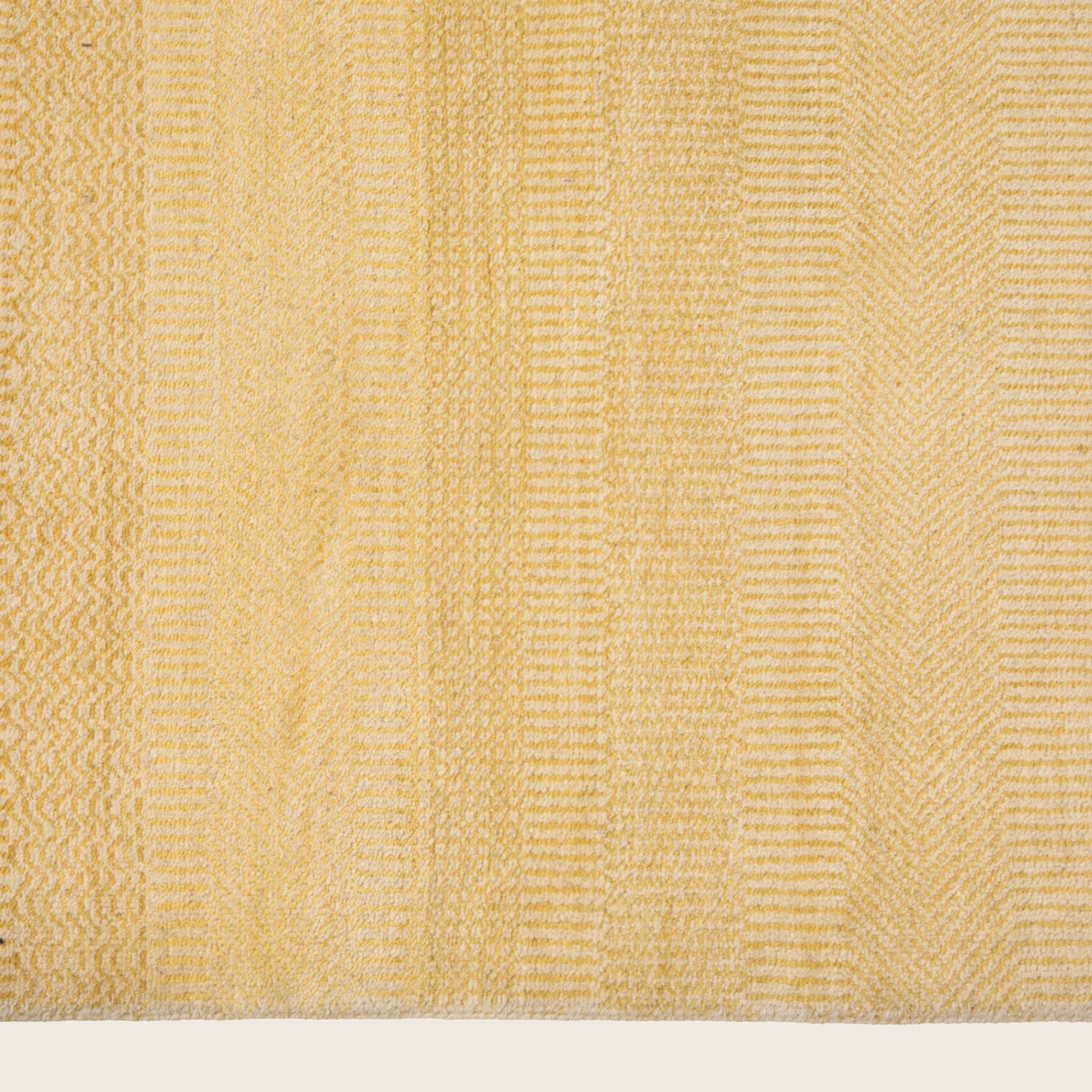 Gelbe Texturierte Indo Savannah Wolle Seidenmischung Teppich - 9'2' x 12'1'