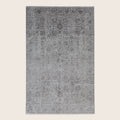Grauer traditioneller Indo Ikat Teppich aus Wolle und Kunstseide - 6'1' x 9''