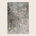 Blau Grau Zeitgenössischer Indo Ikat Teppich aus Wolle und Kunstseide - 6'2' x 9''