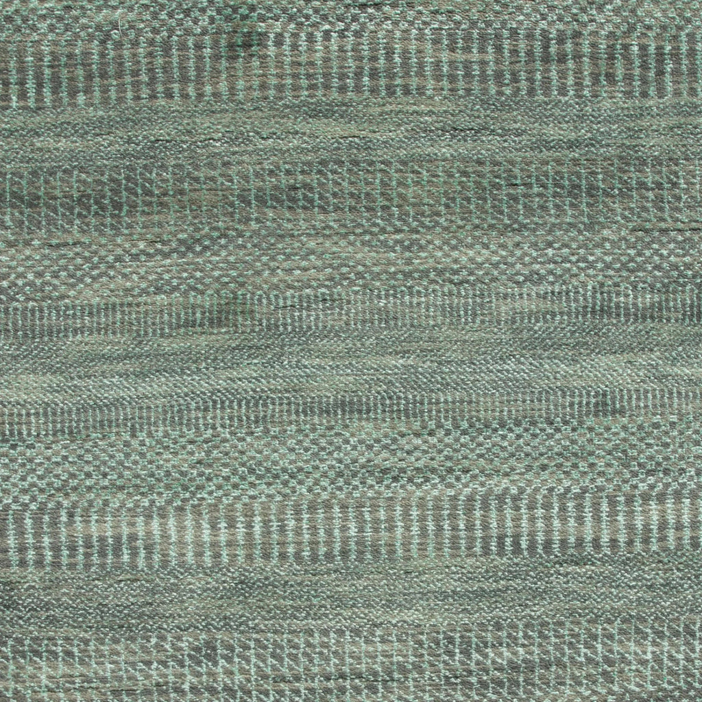 Blaugrün Grau Transitional Indo Savannah Wool Art Silk Blend Runner - 2'7' x 18'3''
