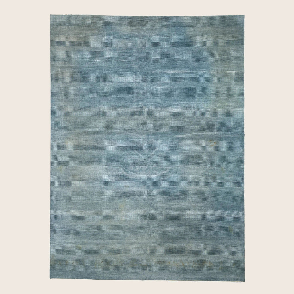 Denim Textured Indo Savannah Teppich aus Wolle und Kunstseide - 10'1' x 14'2'
