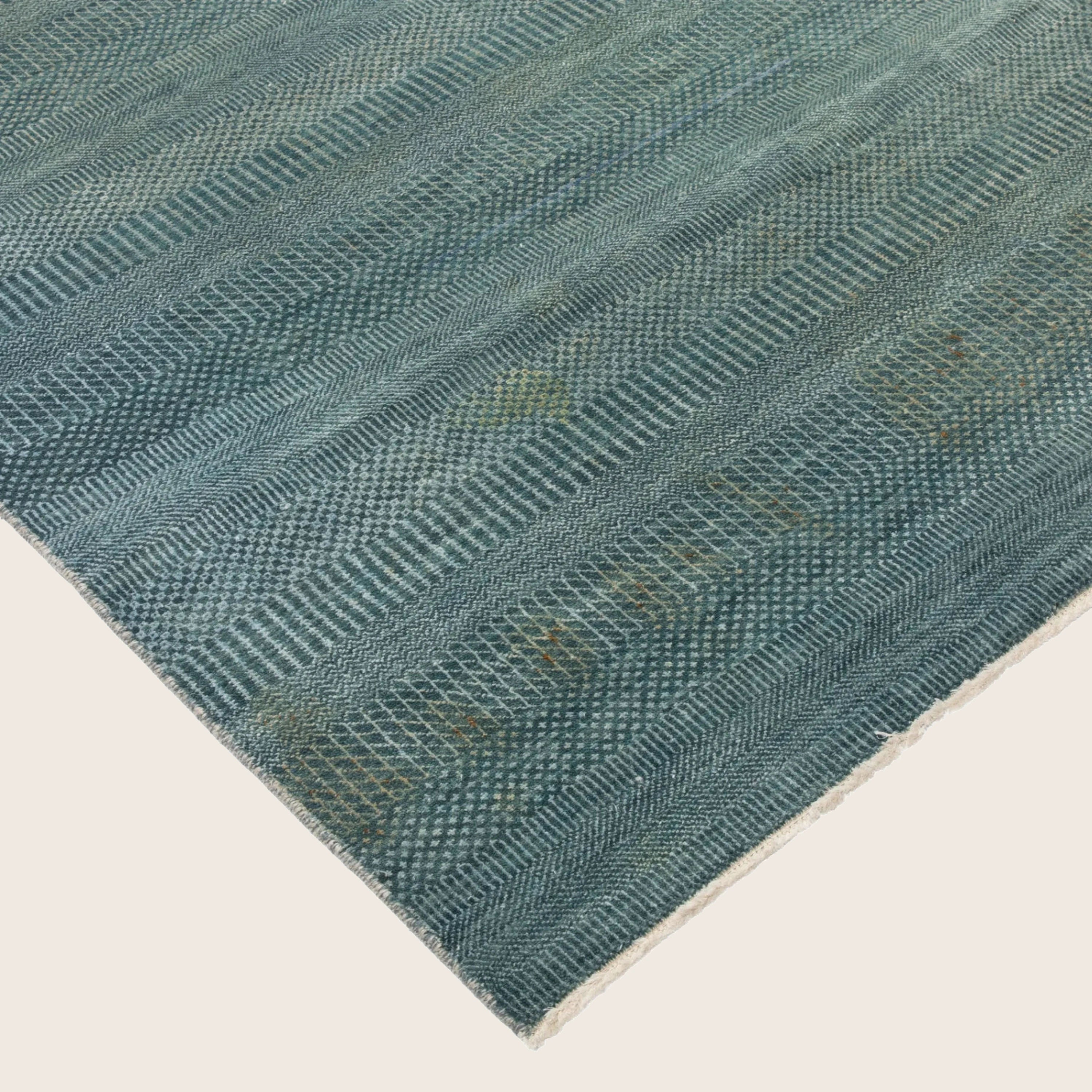 Denim Textured Indo Savannah Teppich aus Wolle und Kunstseide - 10'1' x 14'2'