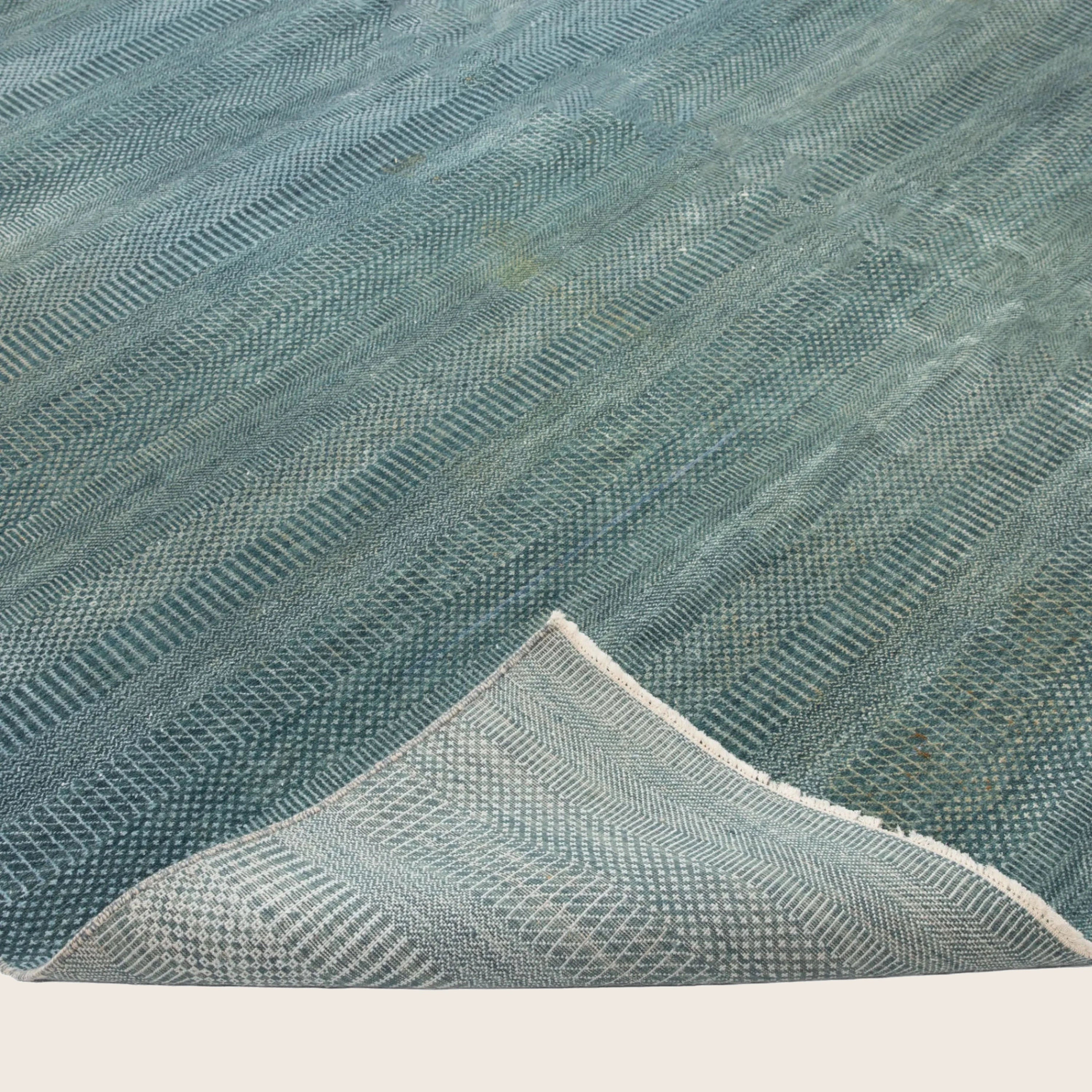 Denim Textured Indo Savannah Teppich aus Wolle und Kunstseide - 10'1' x 14'2'