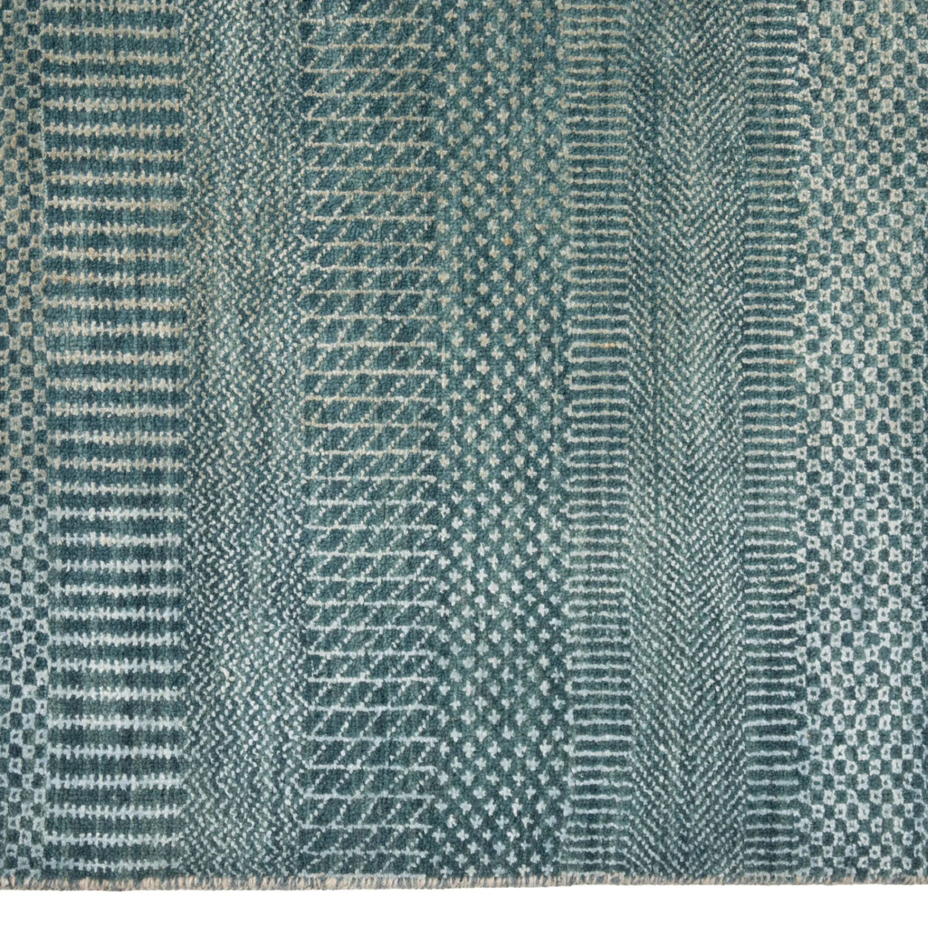 Denim Textured Indo Savannah Teppich aus Wolle und Kunstseide - 10'1' x 14'2'