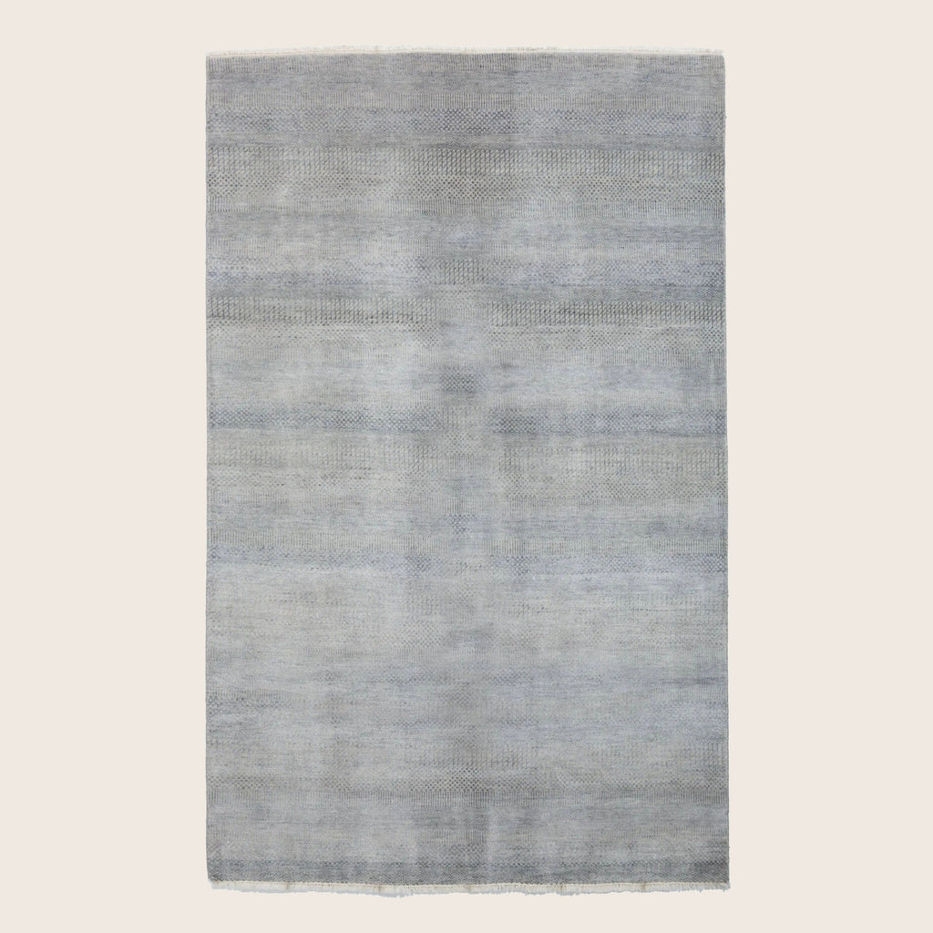 Graublauer Übergangs-Indo Savannah Wollkunst-Seidenblende-Teppich - 6' x 9'5'