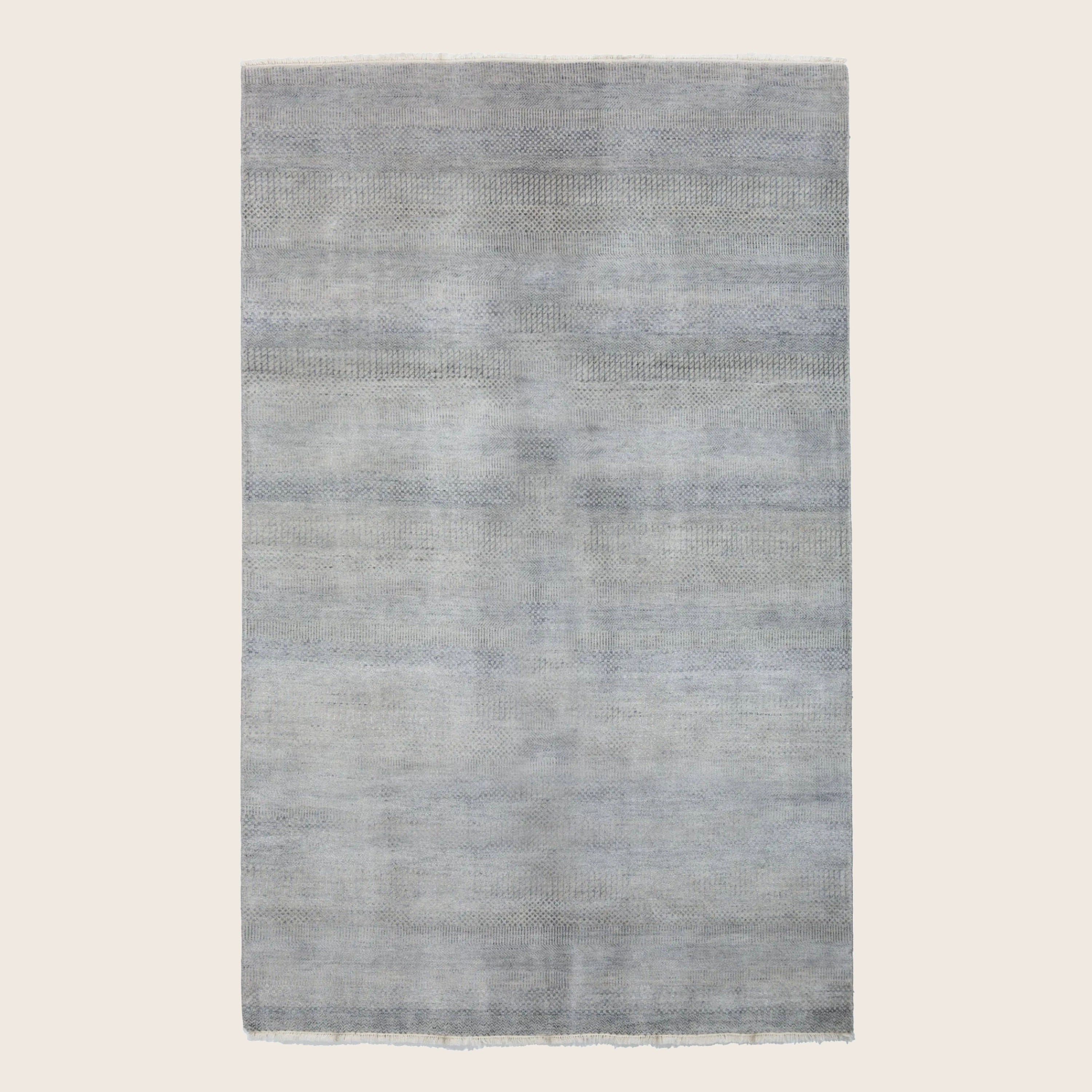Graublauer Übergangs-Indo Savannah Wollkunst-Seidenblende-Teppich - 6' x 9'5'
