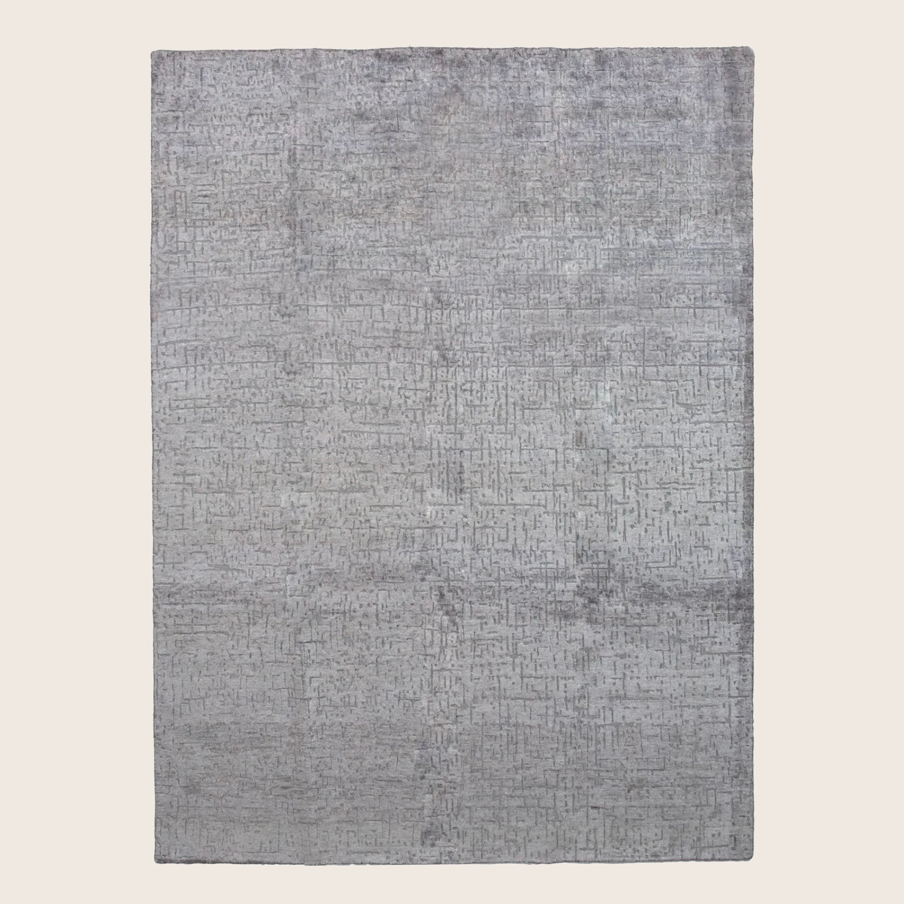 Silber Texturierte Indo Ikat Teppich aus Wolle und Kunstseide - 7'8' x 10'1'