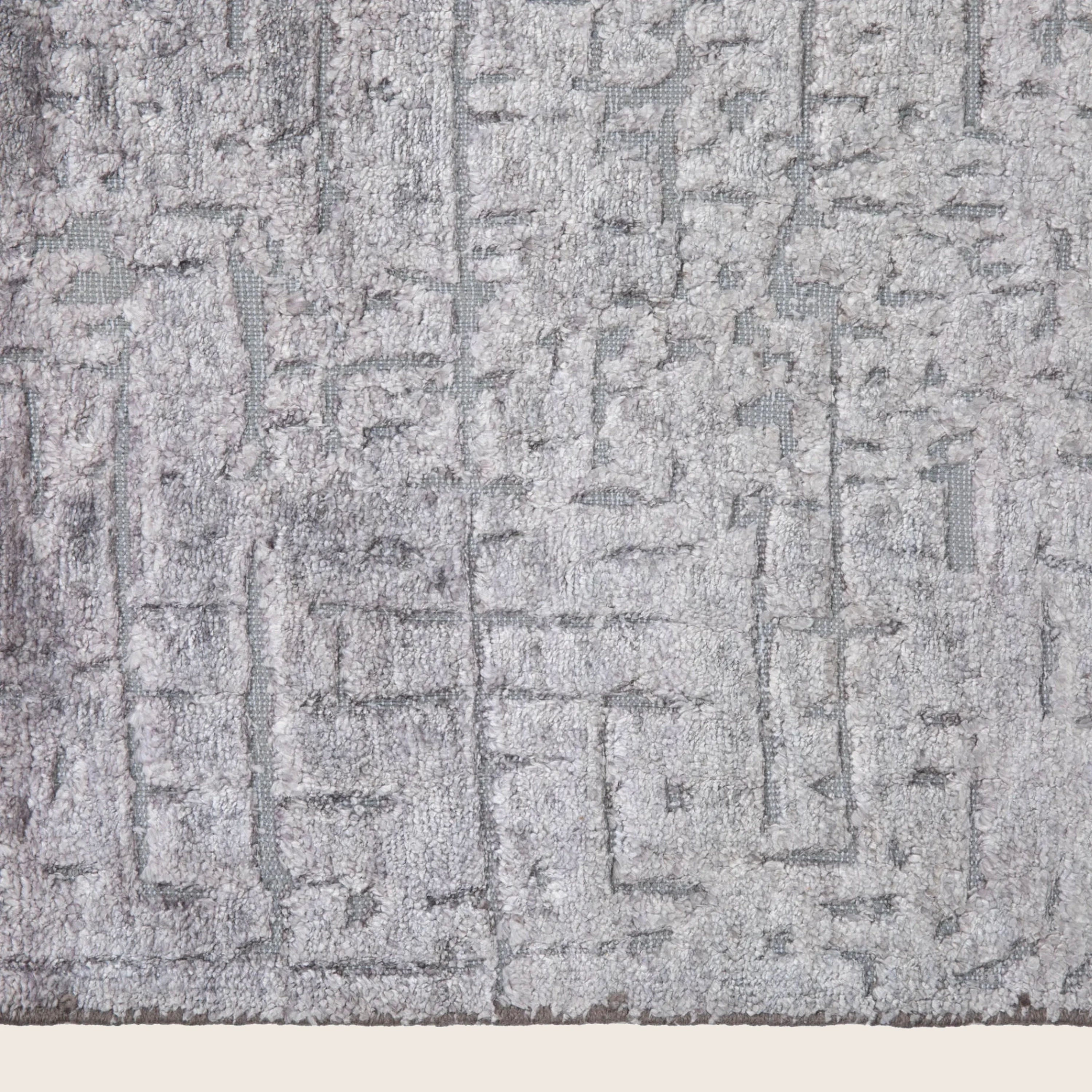 Silber Texturierte Indo Ikat Teppich aus Wolle und Kunstseide - 7'8' x 10'1'