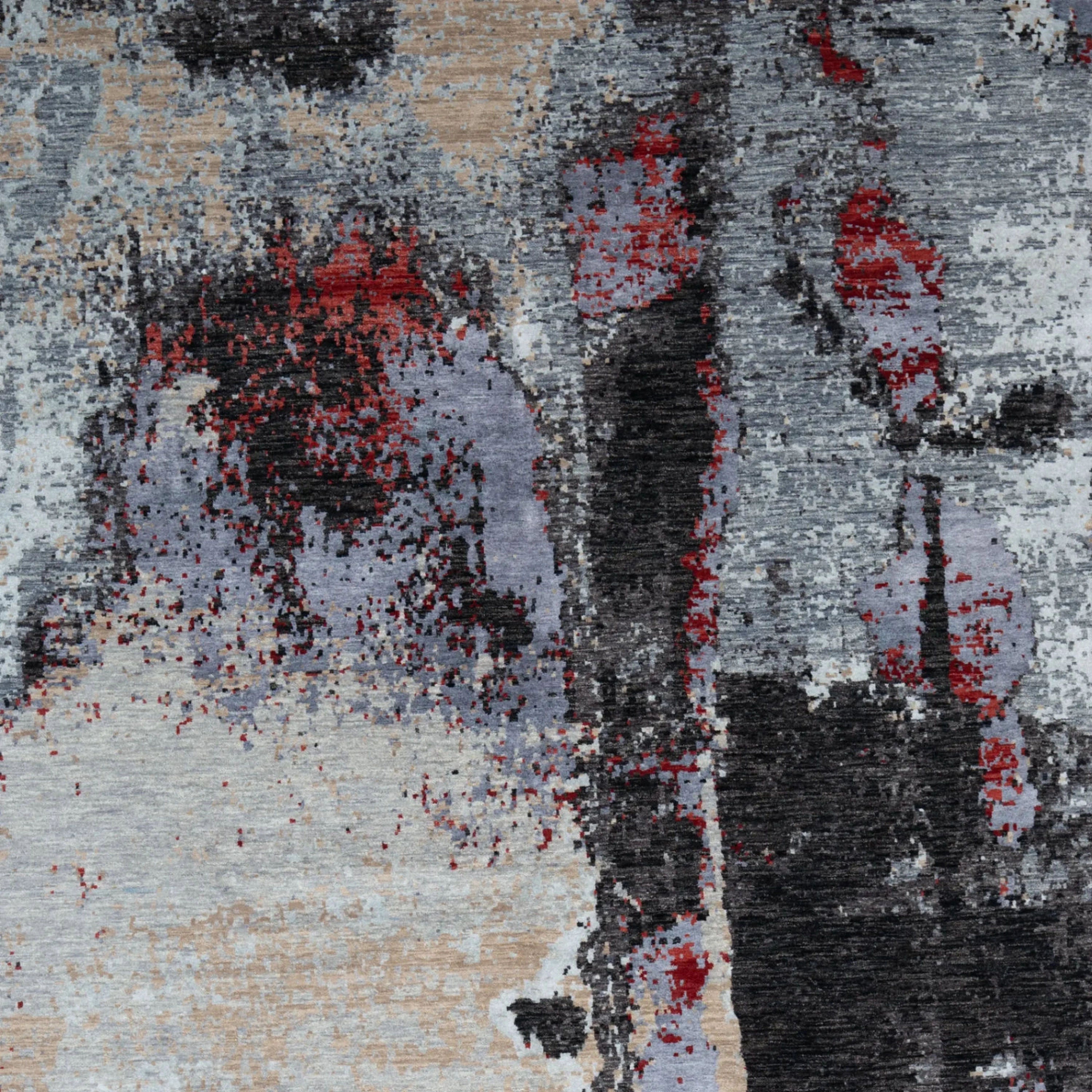 Grau Multi Contemporary Indo Ikat Teppich aus Wolle und Kunstseide - 8'1' x 10'1'