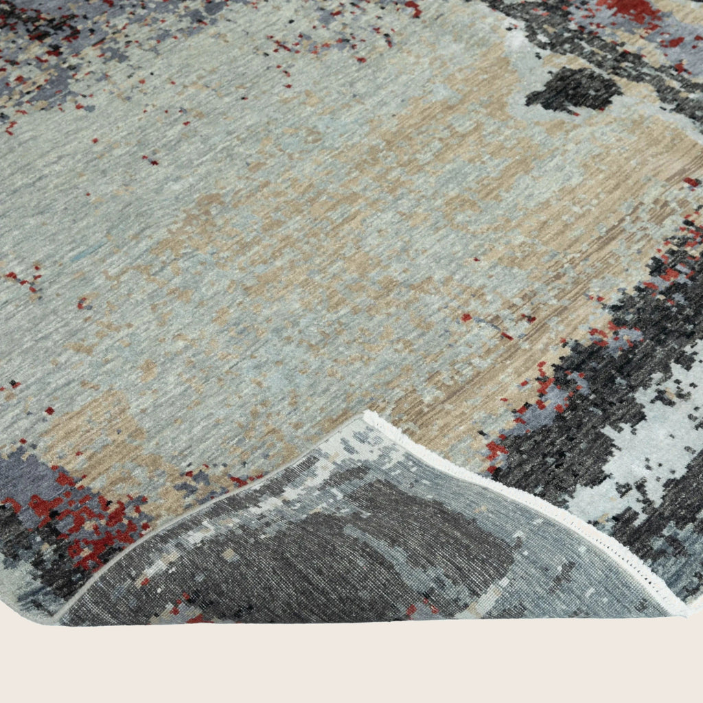 Grau Multi Contemporary Indo Ikat Teppich aus Wolle und Kunstseide - 8'1' x 10'1'