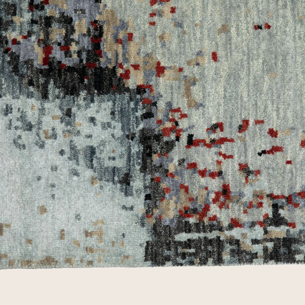 Grau Multi Contemporary Indo Ikat Teppich aus Wolle und Kunstseide - 8'1' x 10'1'