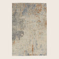 Beige Multi Contemporary Indo Ikat Teppich aus Wolle und Kunstseide - 6'1' x 9'4'