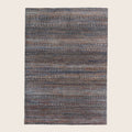 Braun Blau Übergangs Indo Savannah Wolle Seidenmischung Teppich - 5'1' x 7'2'