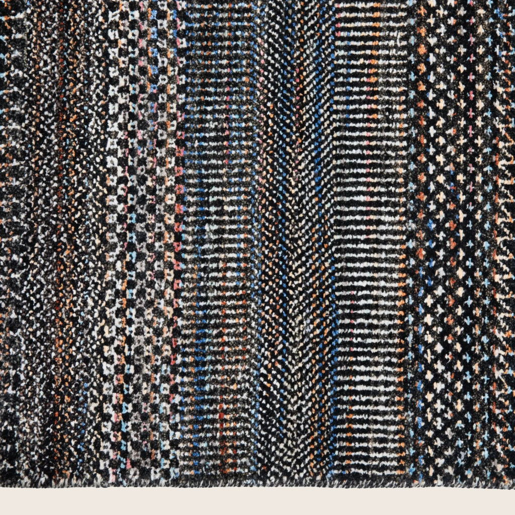 Braun Blau Übergangs Indo Savannah Wolle Seidenmischung Teppich - 5'1' x 7'2'
